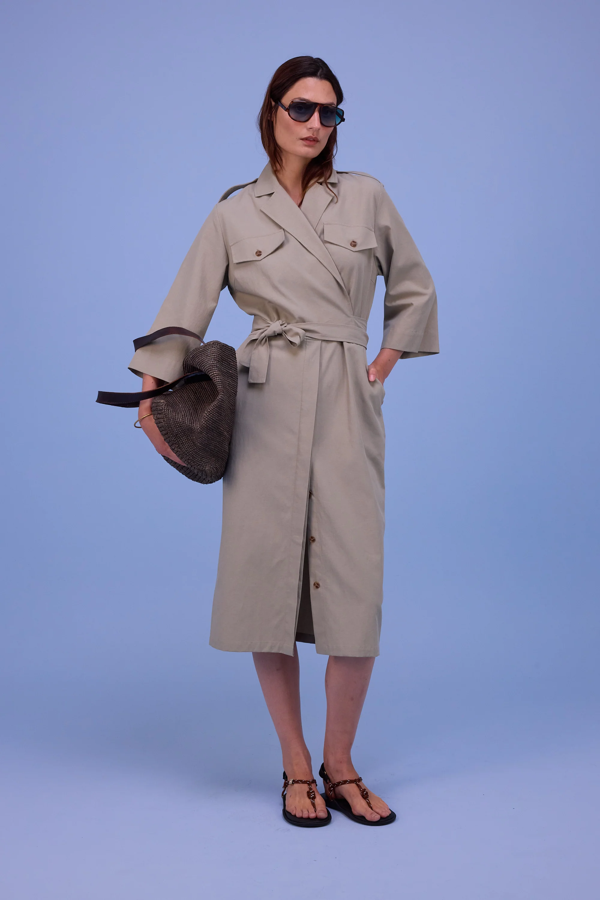 Hima jurk in dust sage