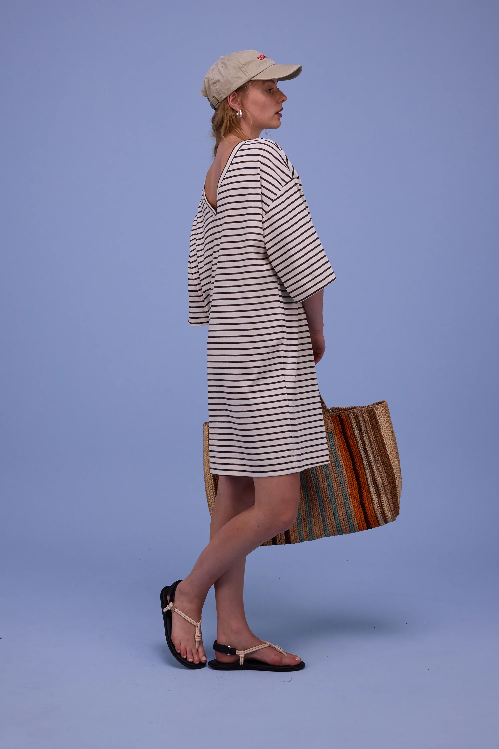 Hailie jurk in brown breton stripes - Image 4