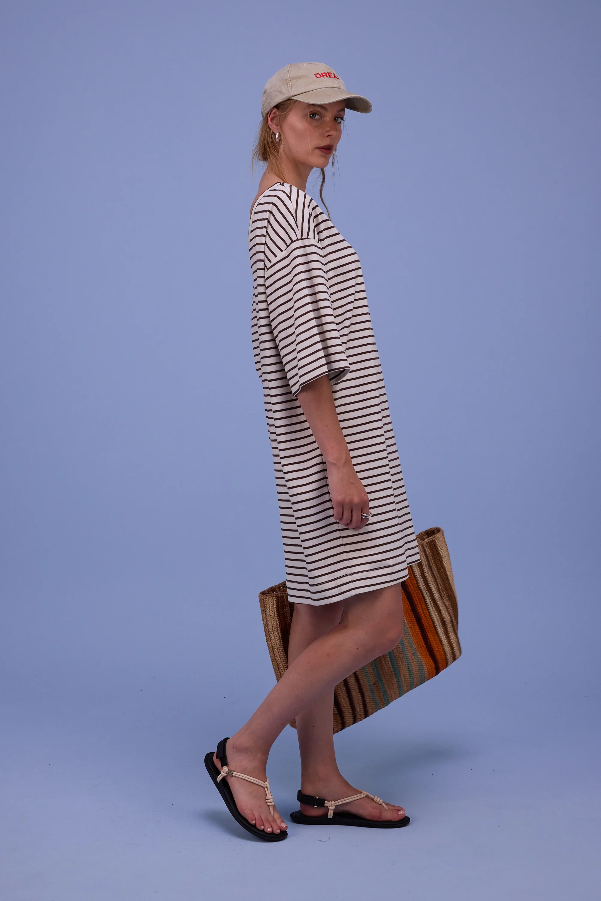 Hailie jurk in brown breton stripes - Image 5