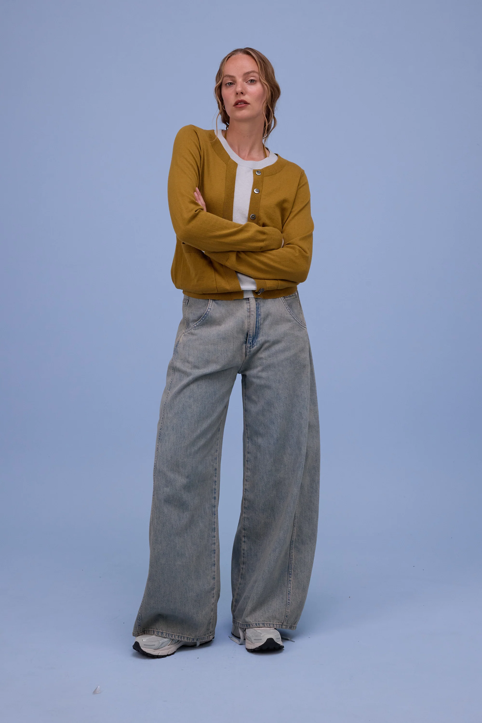 Hanoi semi-cardigan in mustard/springwater - Image 6