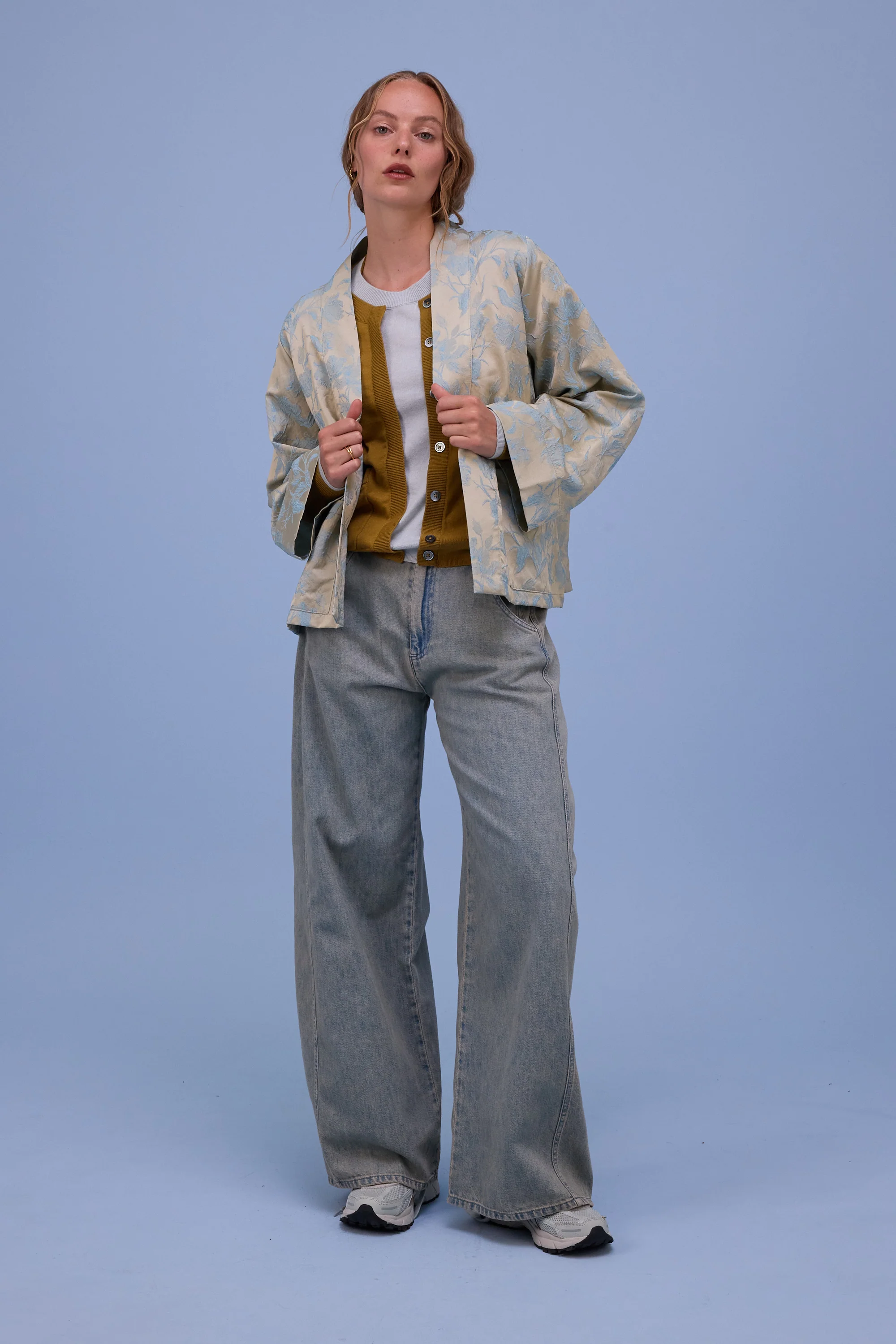 Hanoi semi-cardigan in mustard/springwater - Image 7