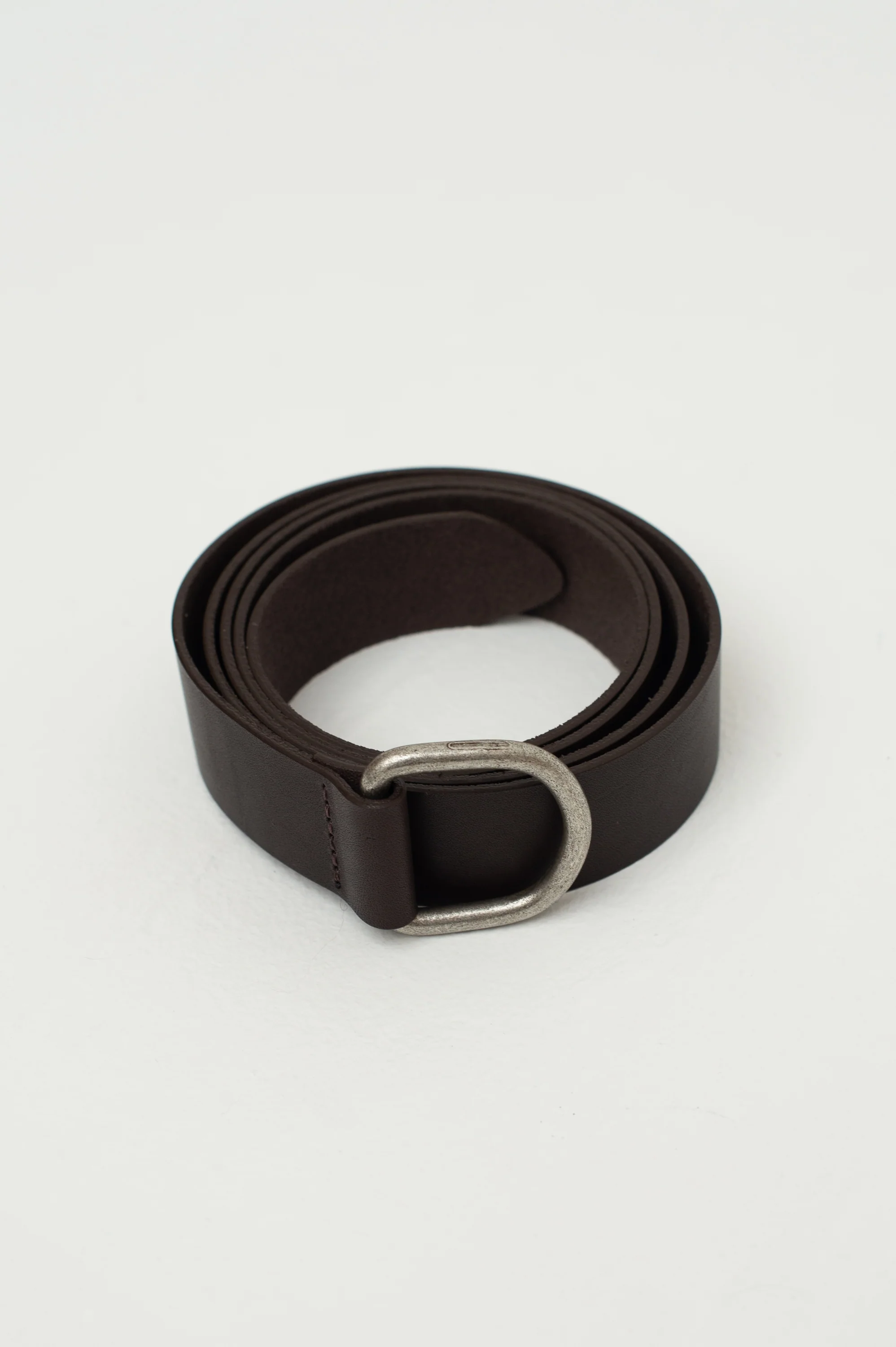 Leren D-ring riem in donkerbruin