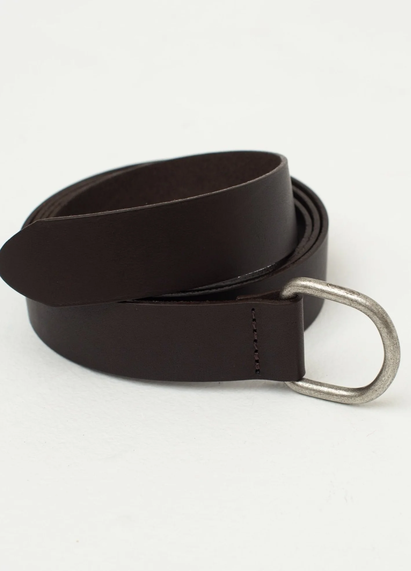 Leren D-ring riem in donkerbruin - Image 2