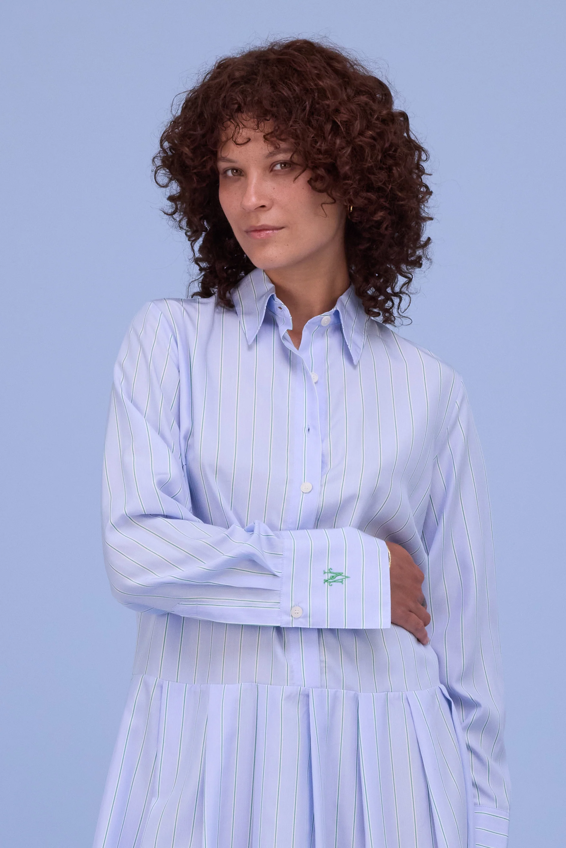 Gabe jurk in blue/green stripes - Image 6