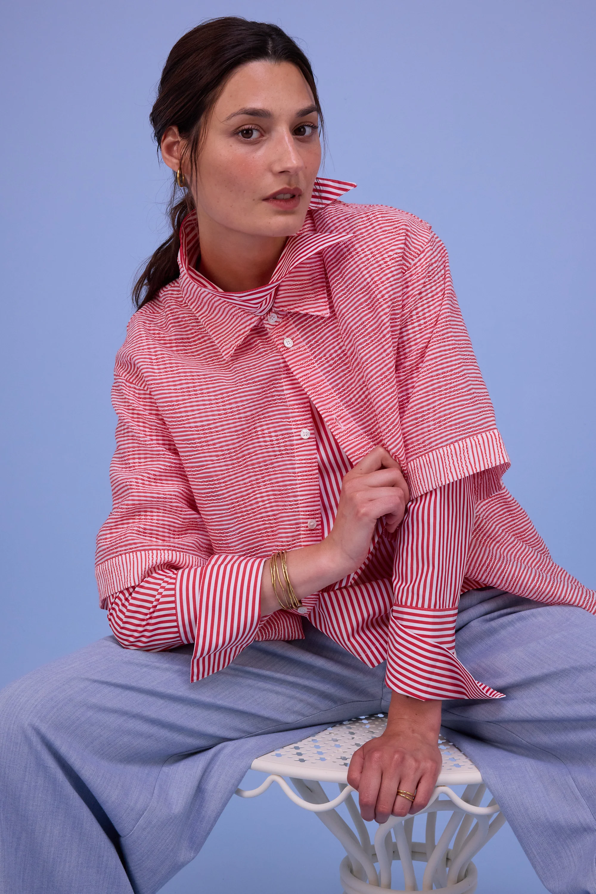 Halle blouse in red stripes - Image 5