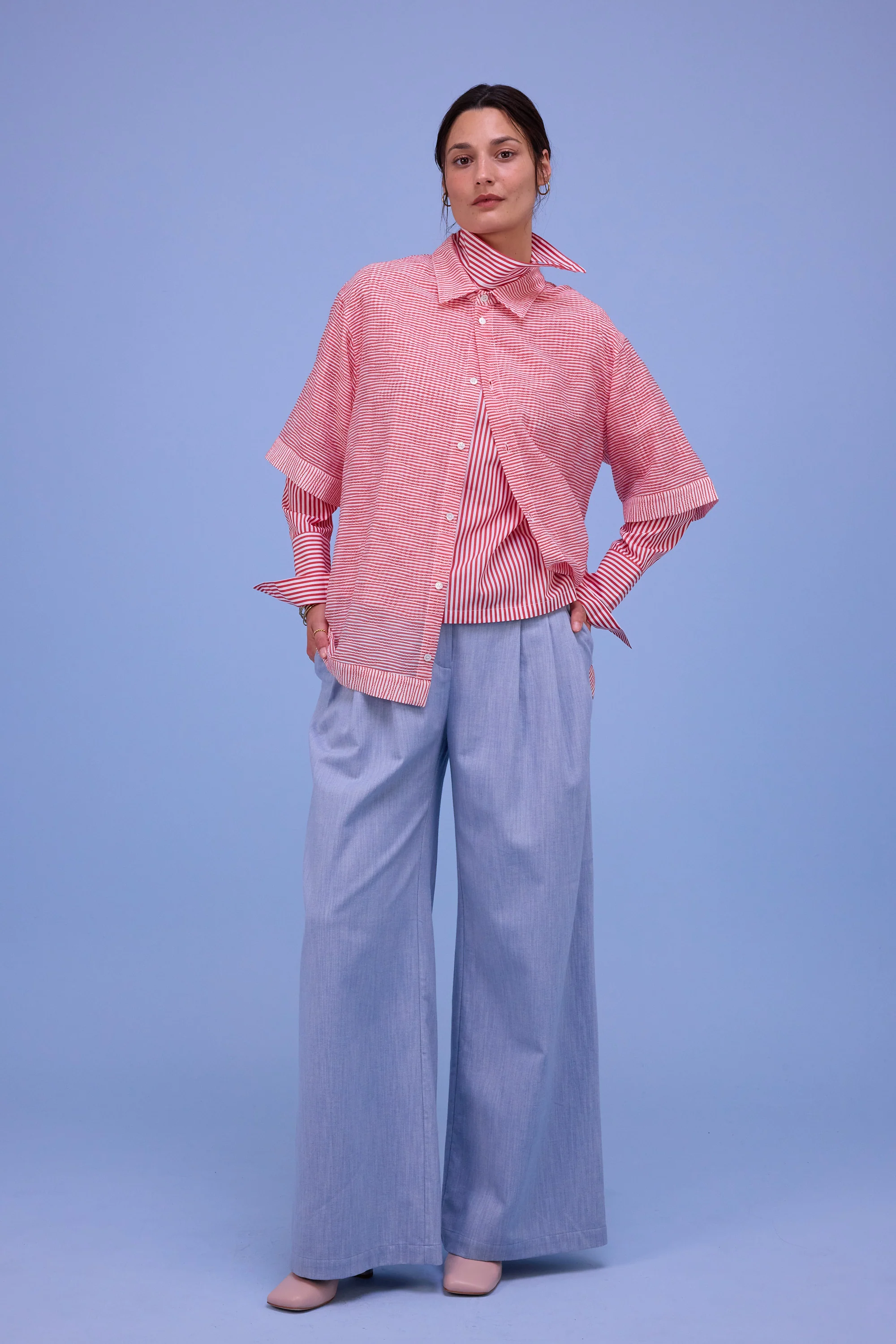 Halle blouse in red stripes - Image 6