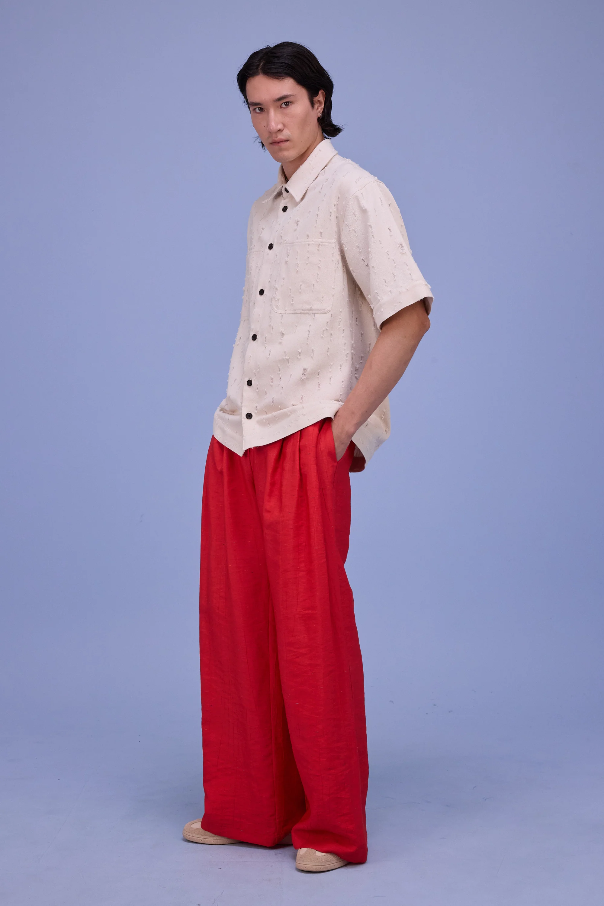 Giara hemd in ecru ripped cotton - Image 4