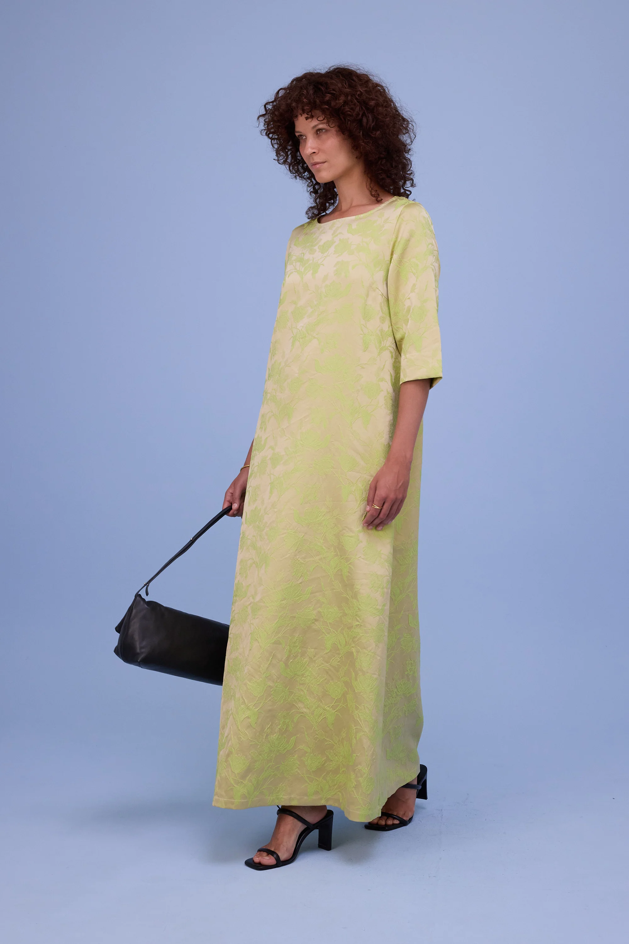 Francine jurk in lime glow jacquard - Image 3