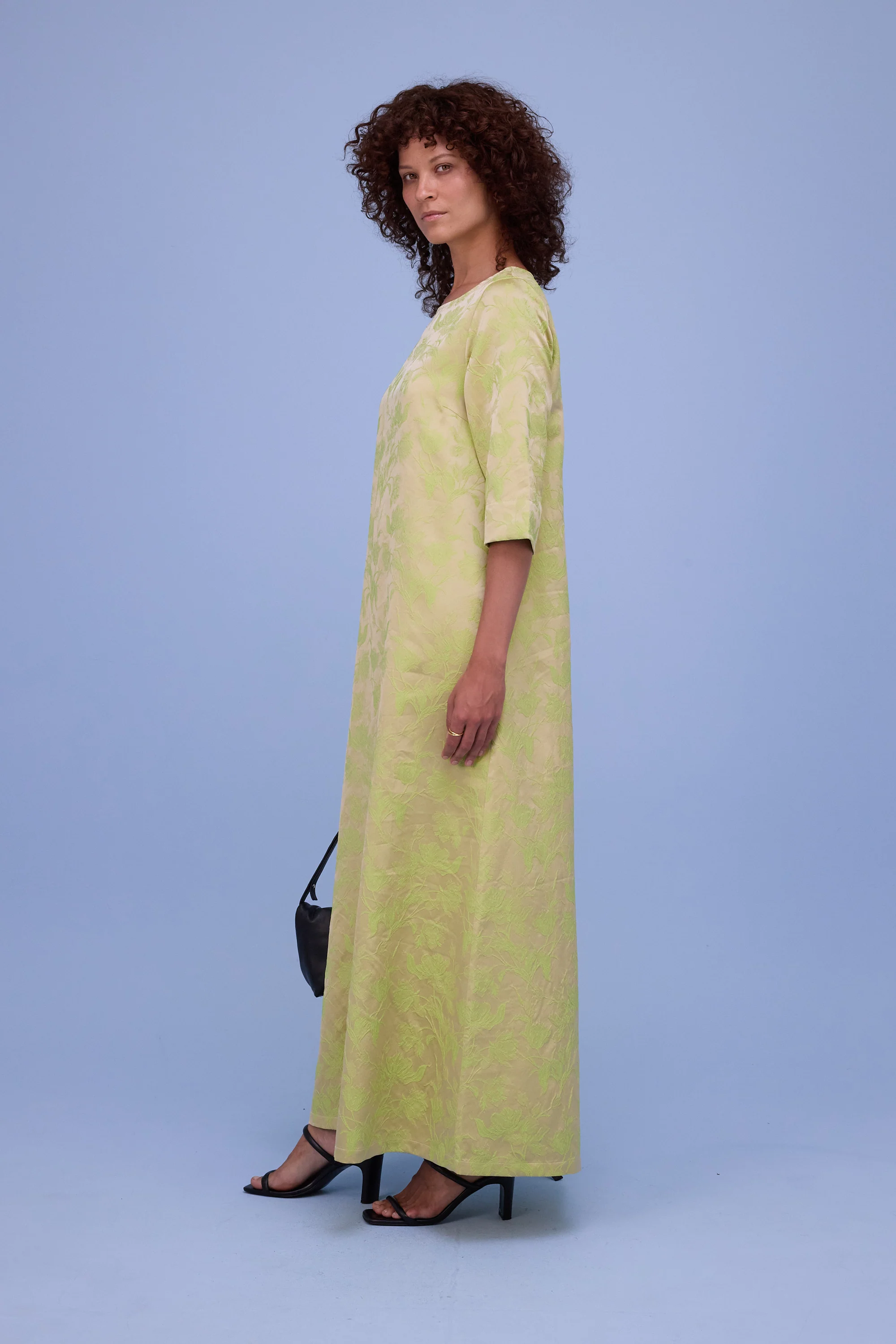 Francine jurk in lime glow jacquard - Image 4