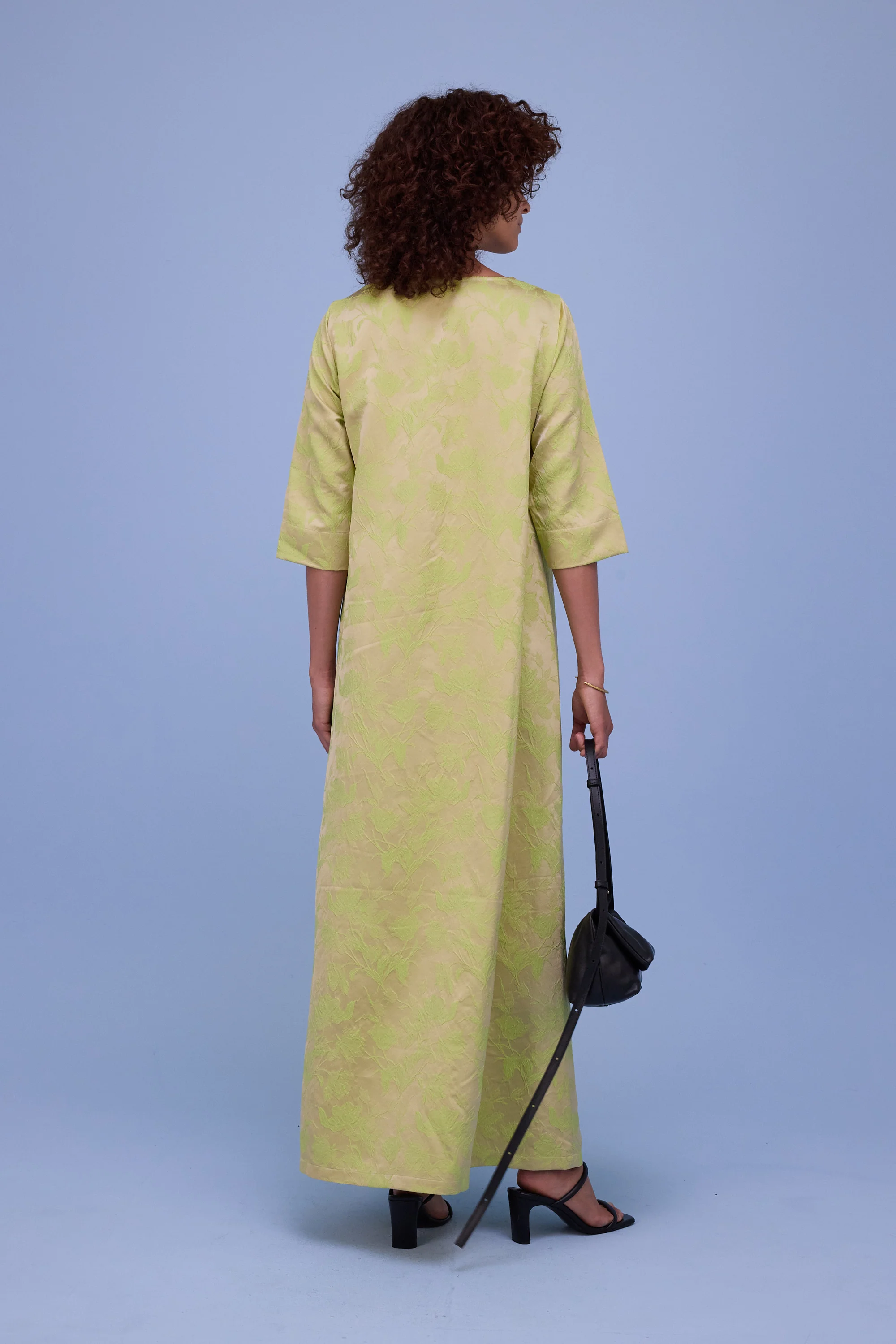 Francine jurk in lime glow jacquard - Image 5