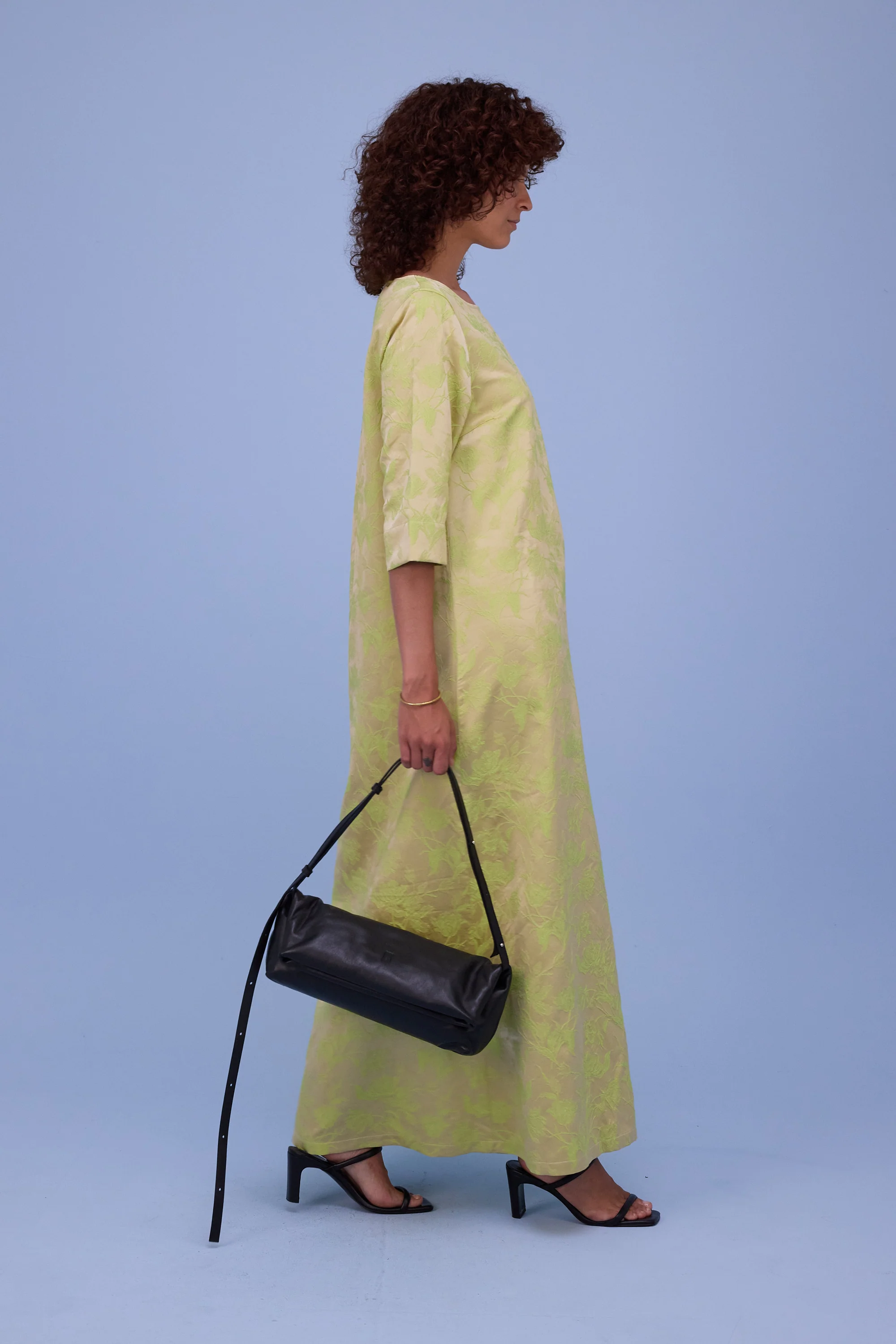 Francine jurk in lime glow jacquard - Image 6