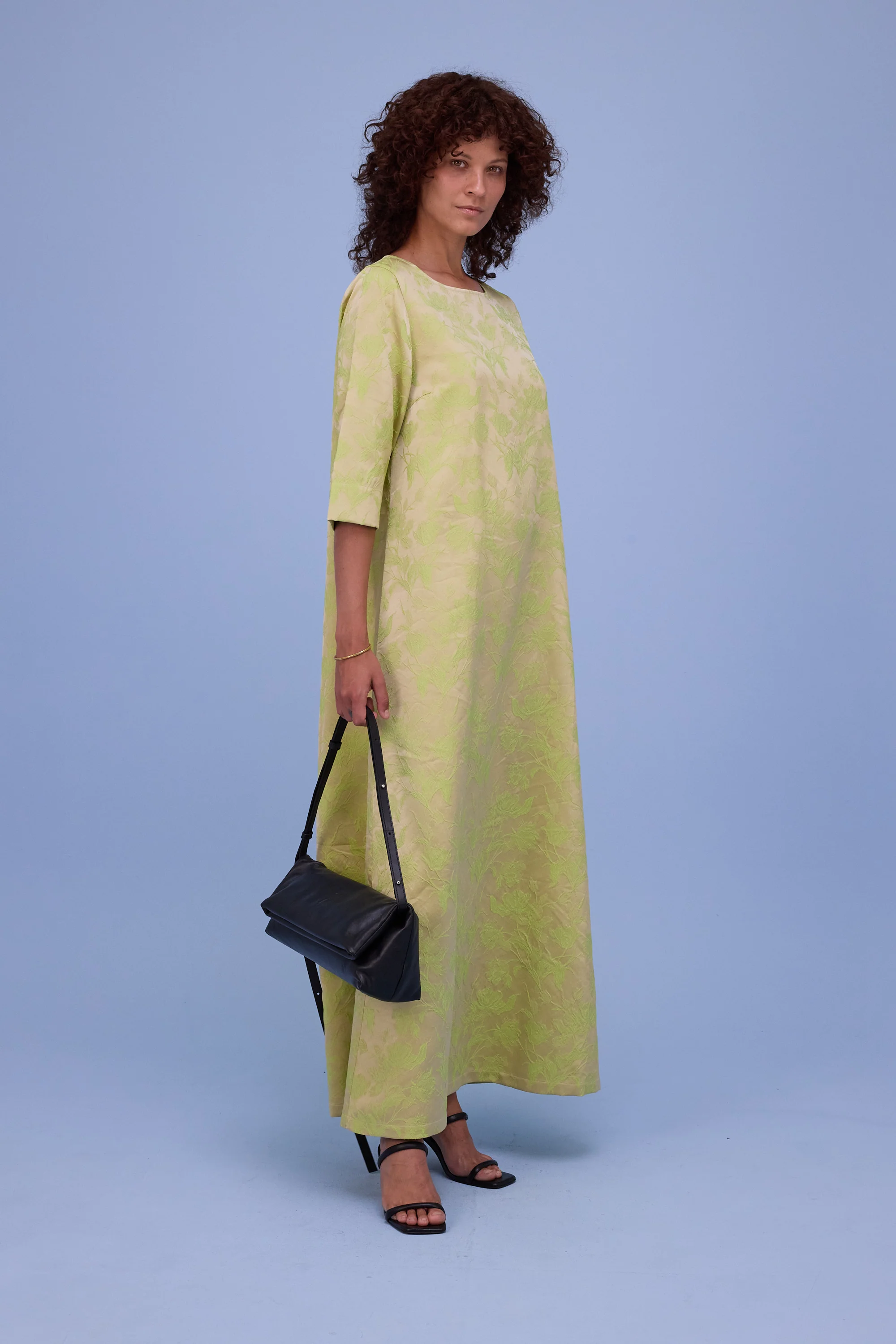Francine jurk in lime glow jacquard - Image 7