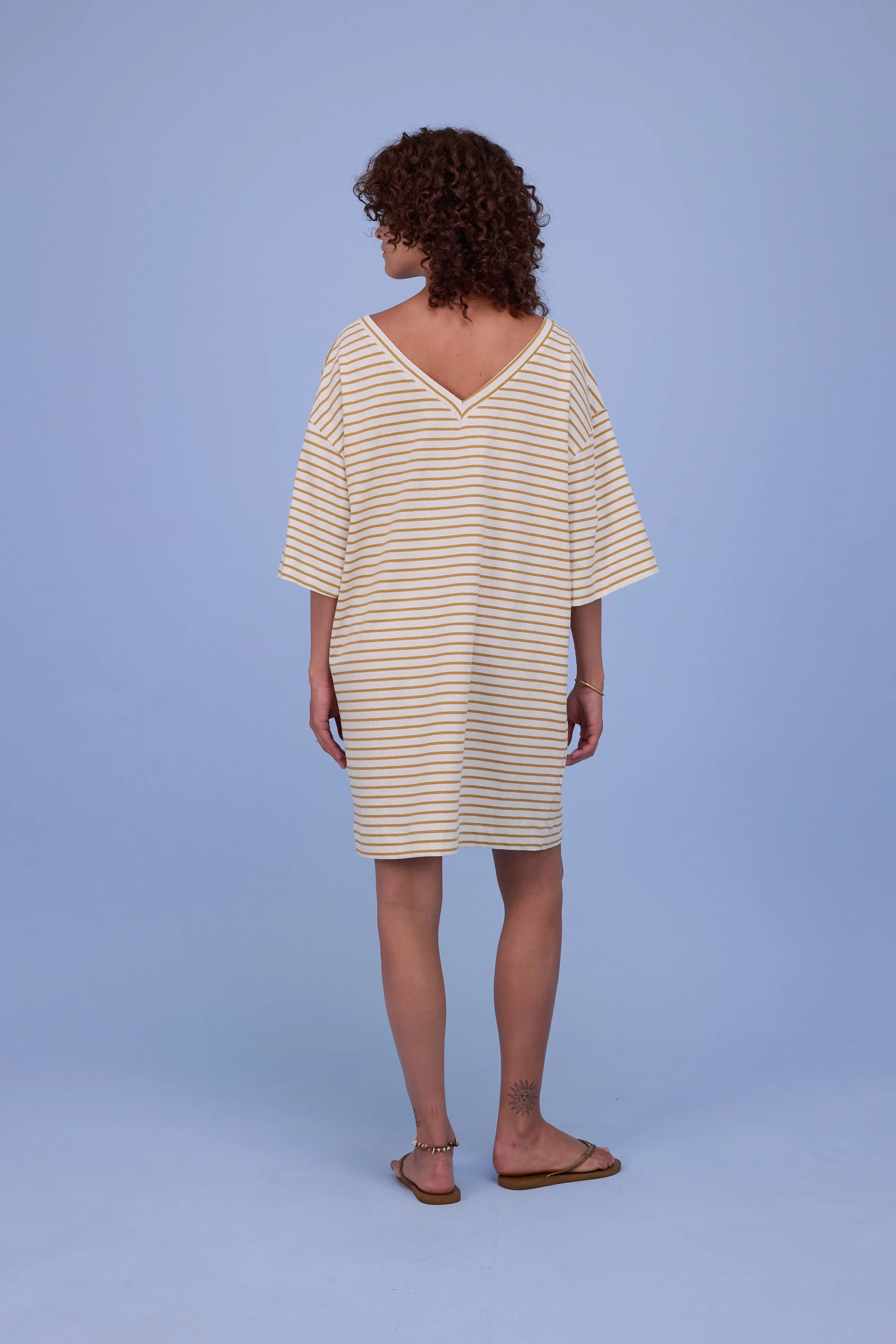 Hailie jurk in mustard breton stripes - Image 3