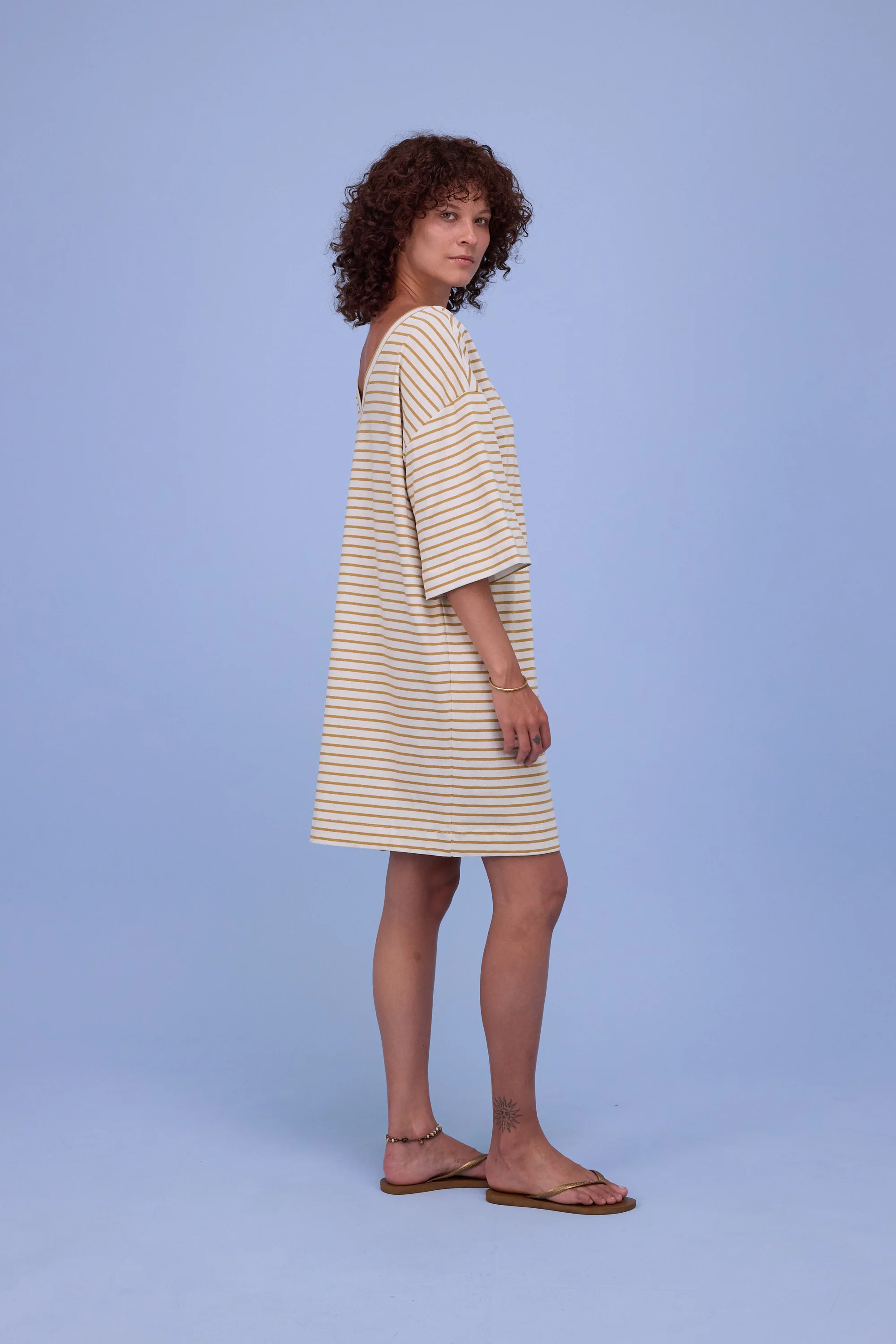 Hailie jurk in mustard breton stripes - Image 4