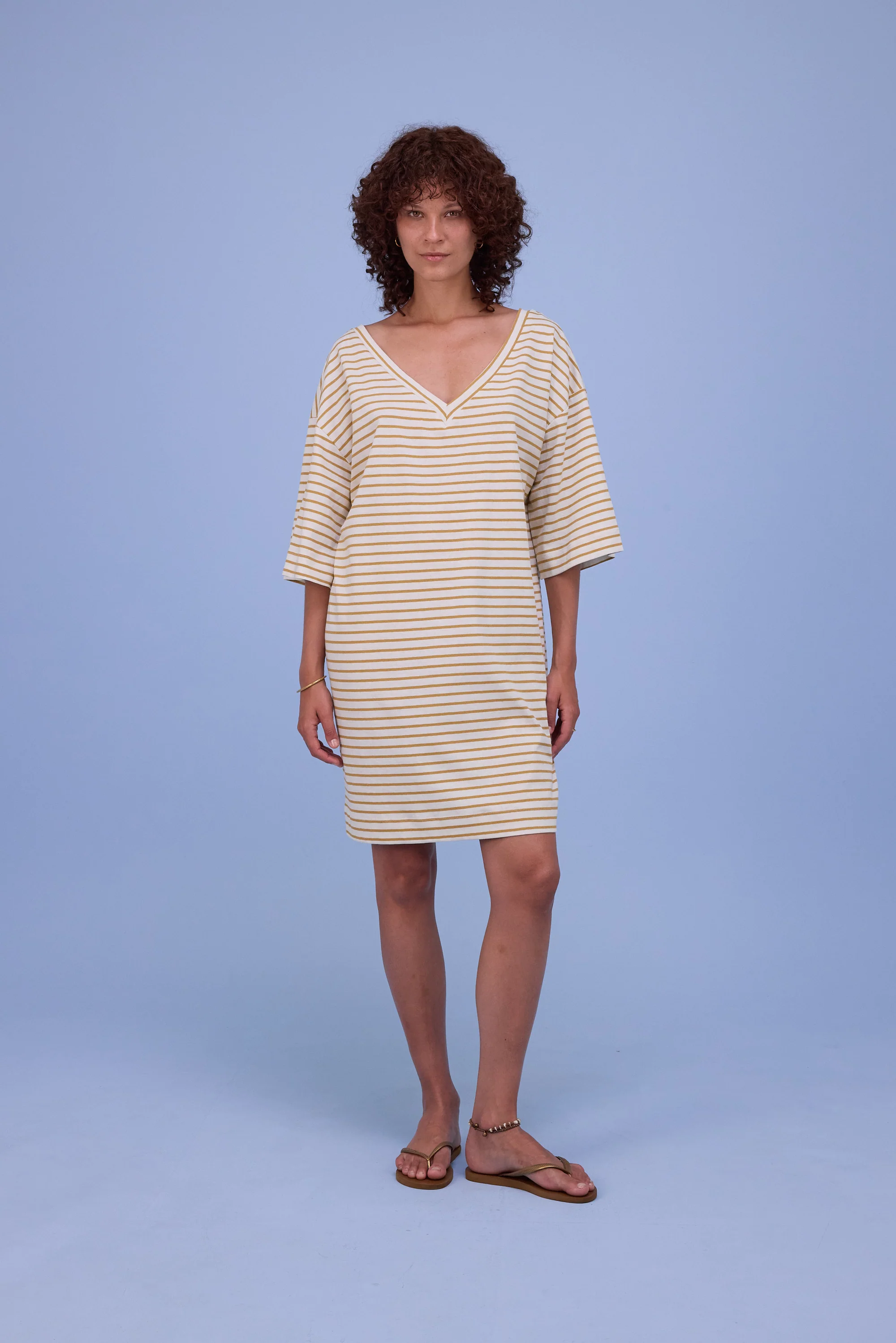 Hailie jurk in mustard breton stripes - Image 5