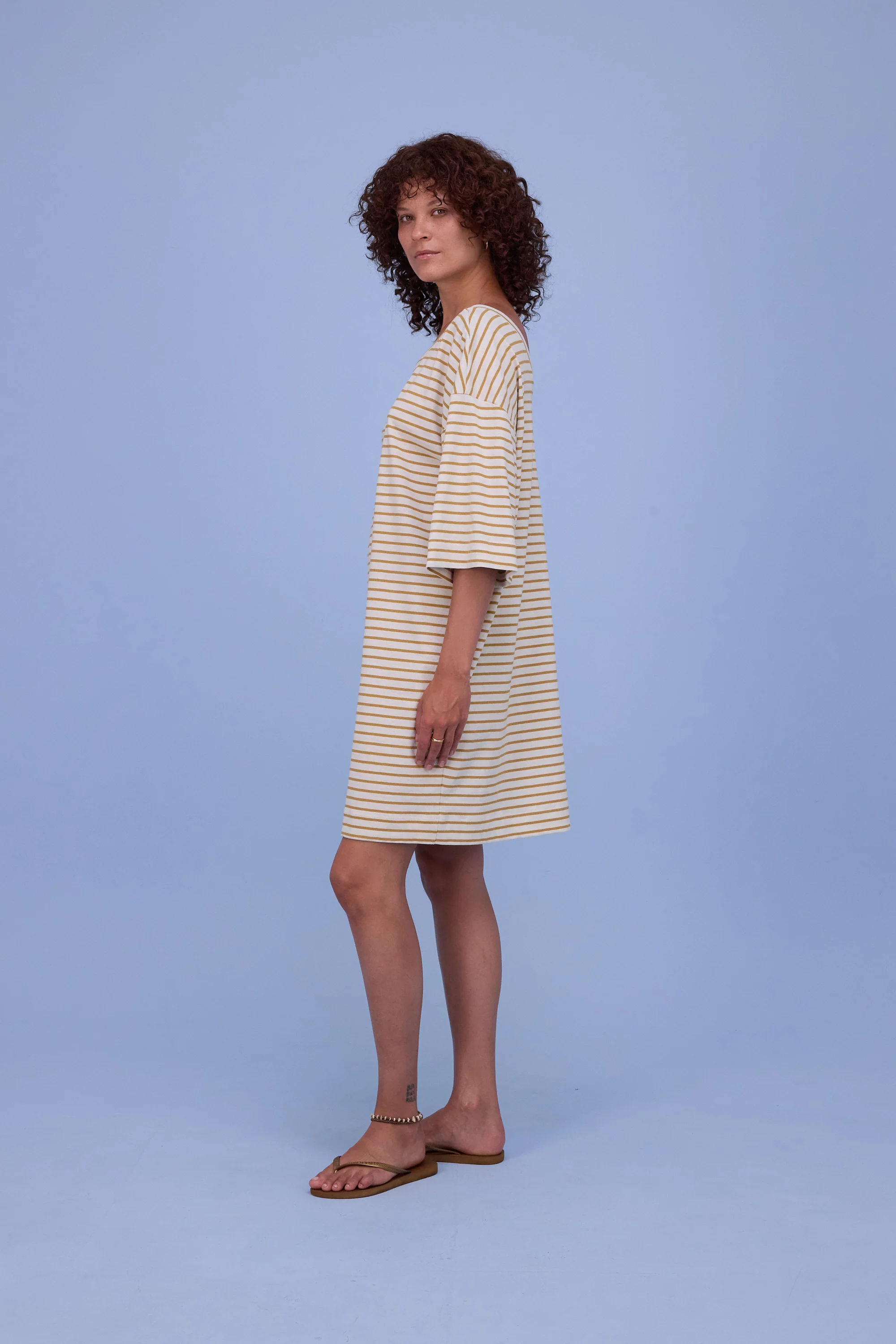 Hailie jurk in mustard breton stripes - Image 6