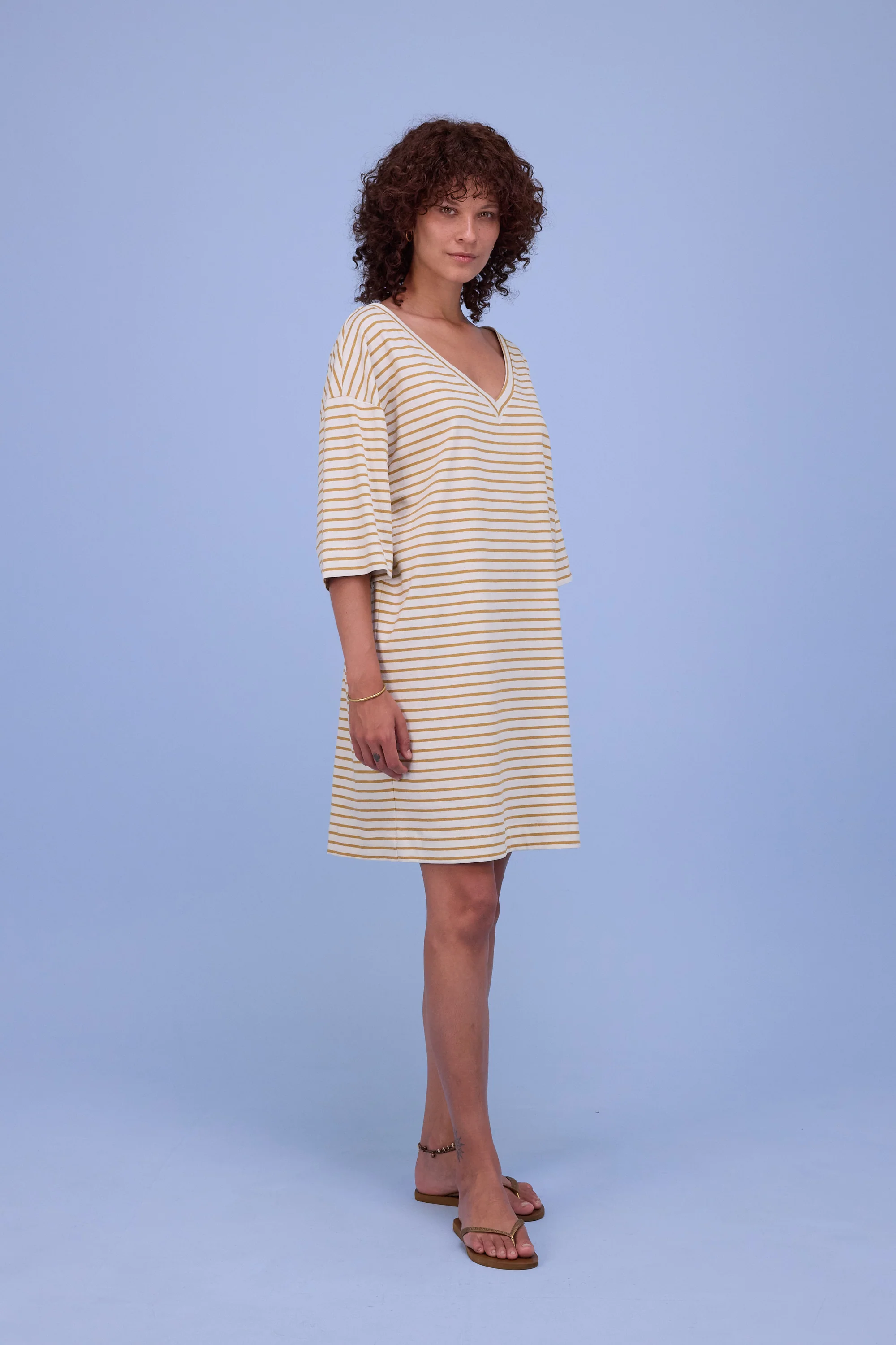 Hailie jurk in mustard breton stripes - Image 7