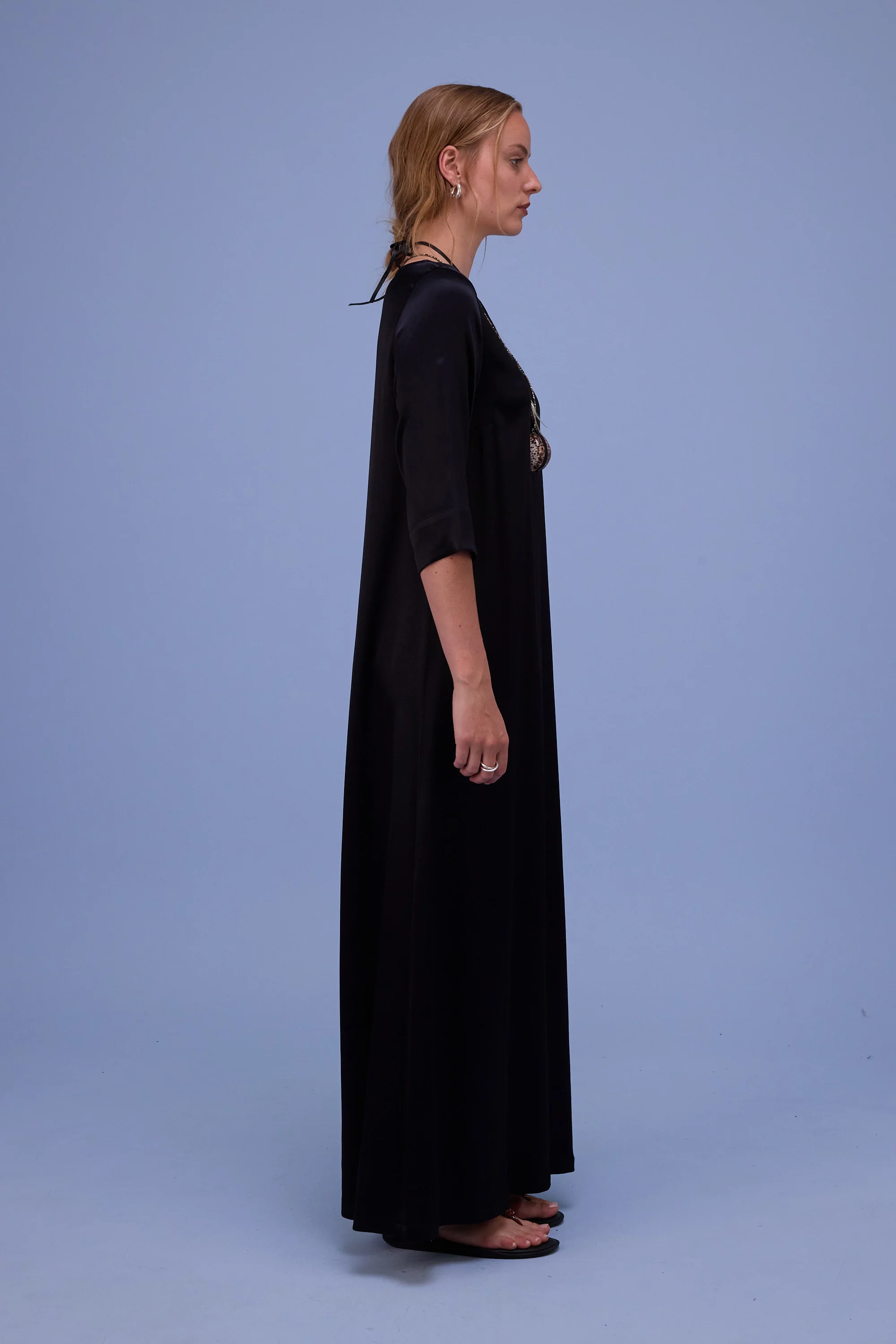 Francine jurk in shiny black - Image 5