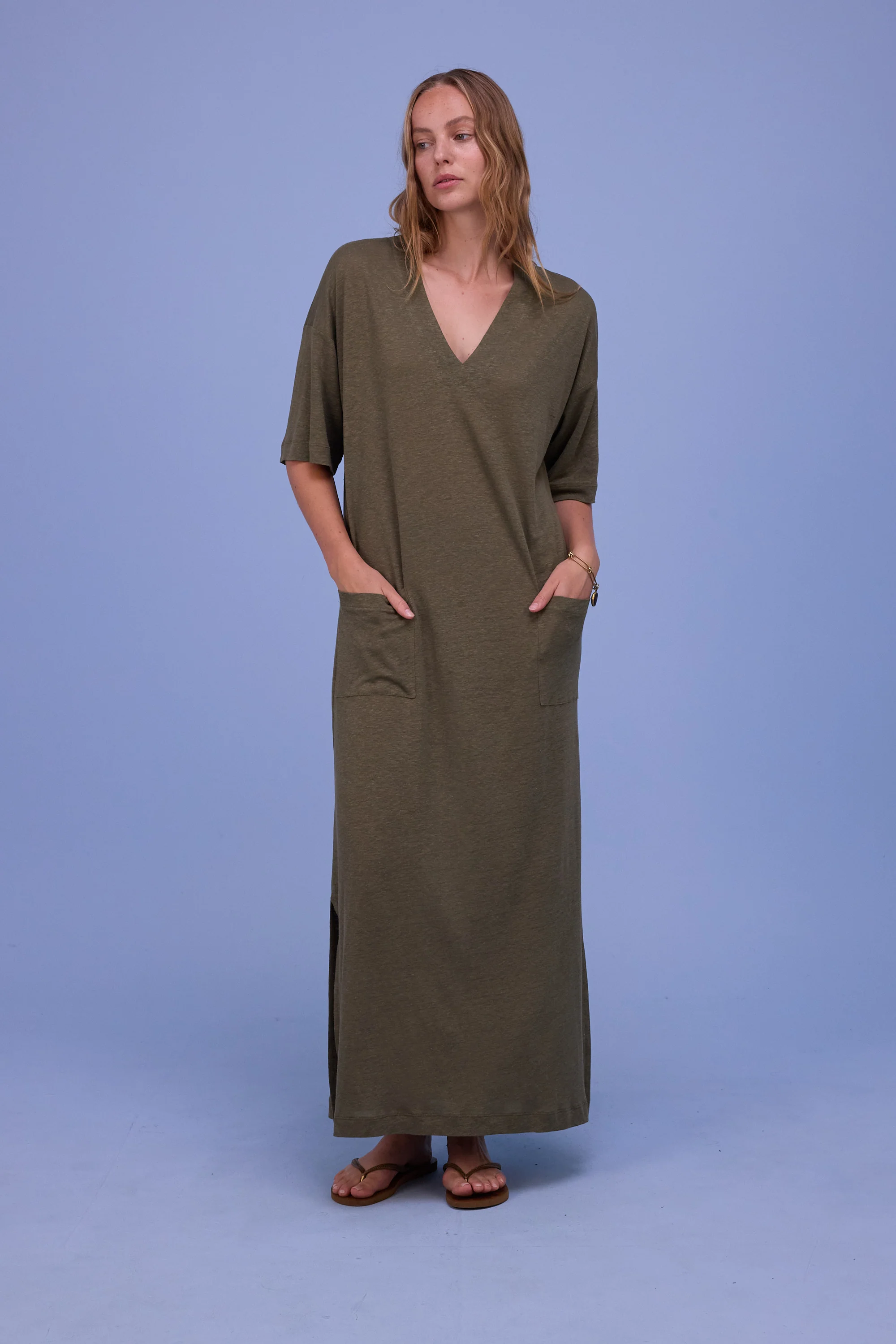 Funic jurk in dark olive