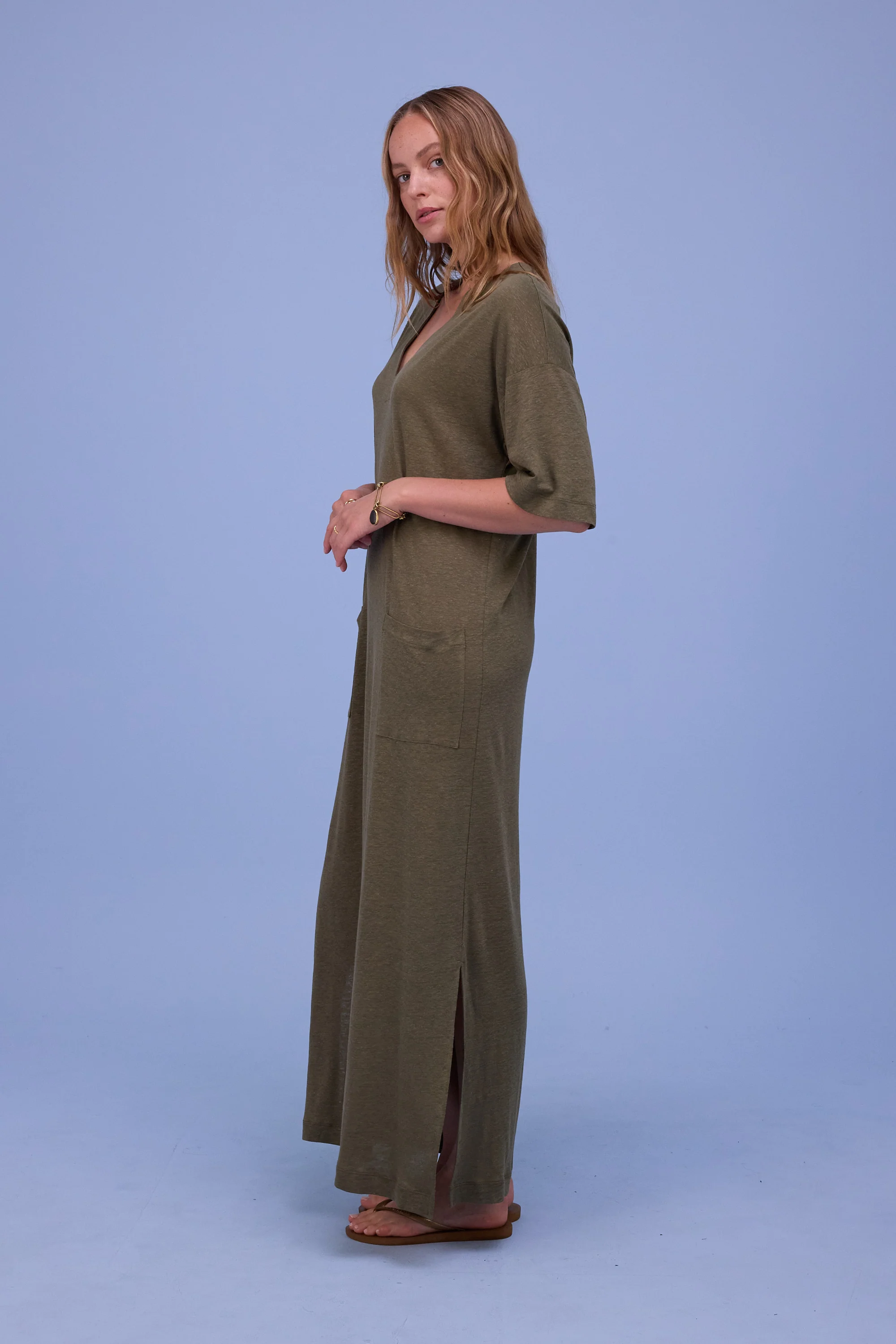 Funic jurk in dark olive - Image 2