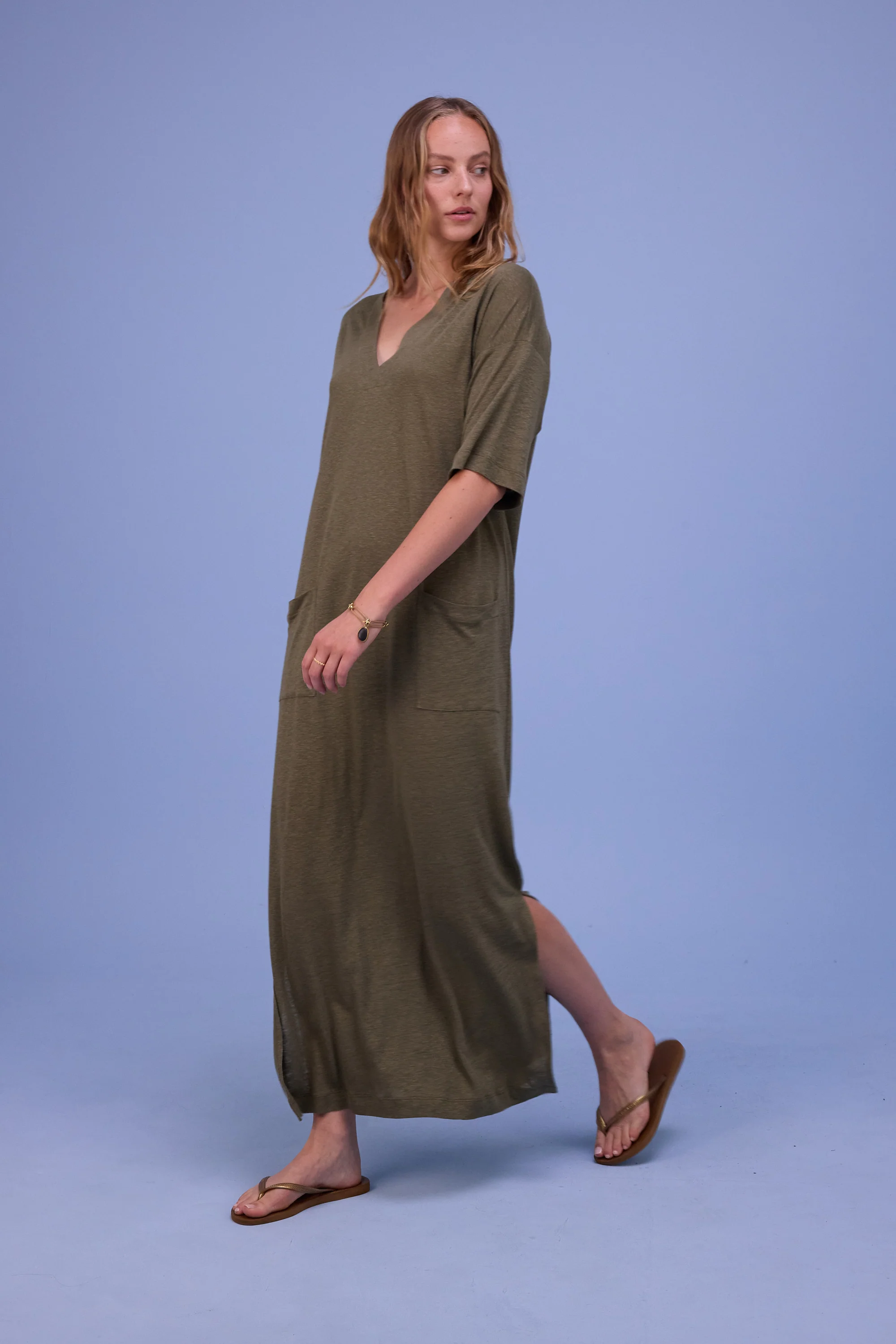 Funic jurk in dark olive - Image 3