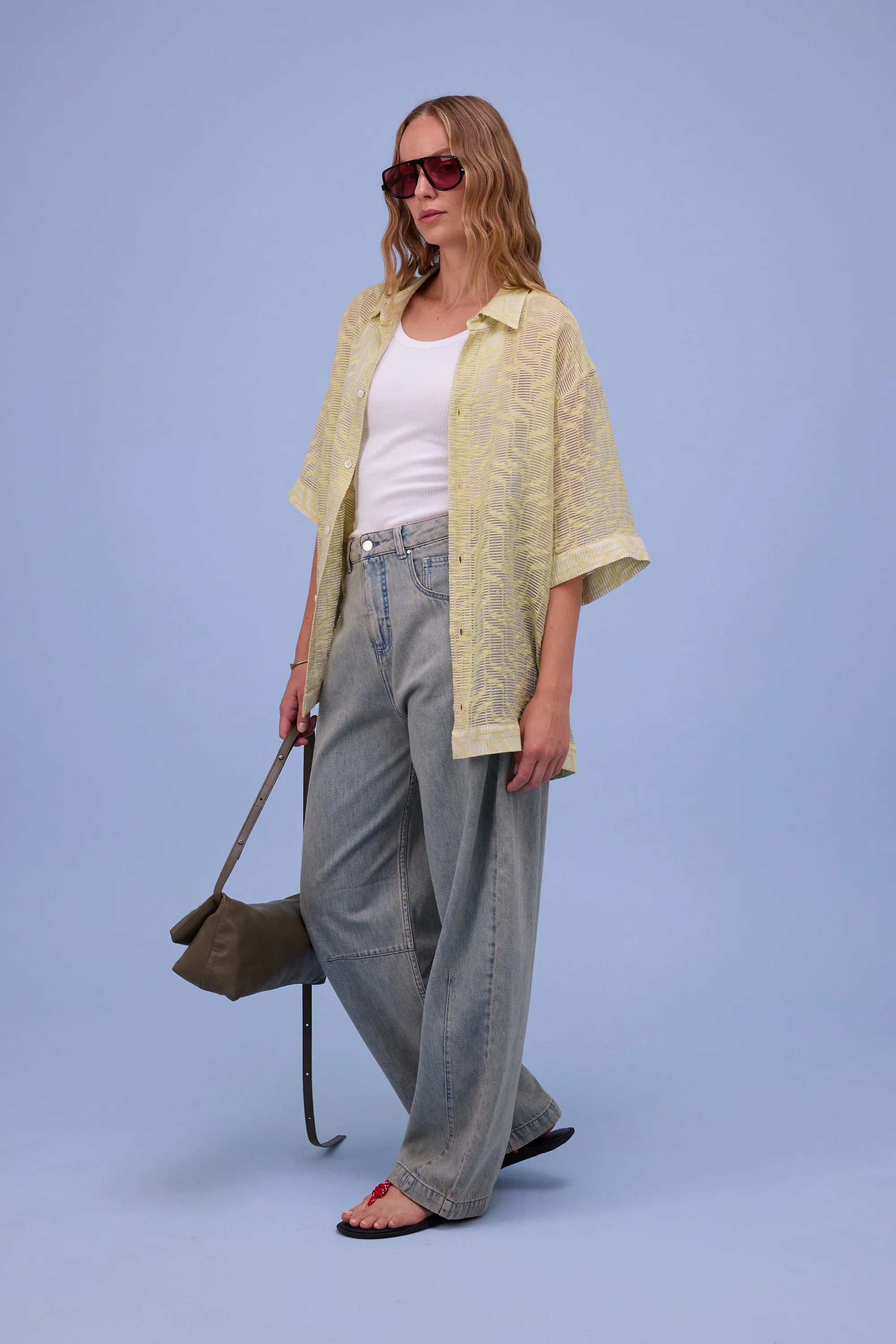 Hensley hemd in transparant stripes lime - Image 3