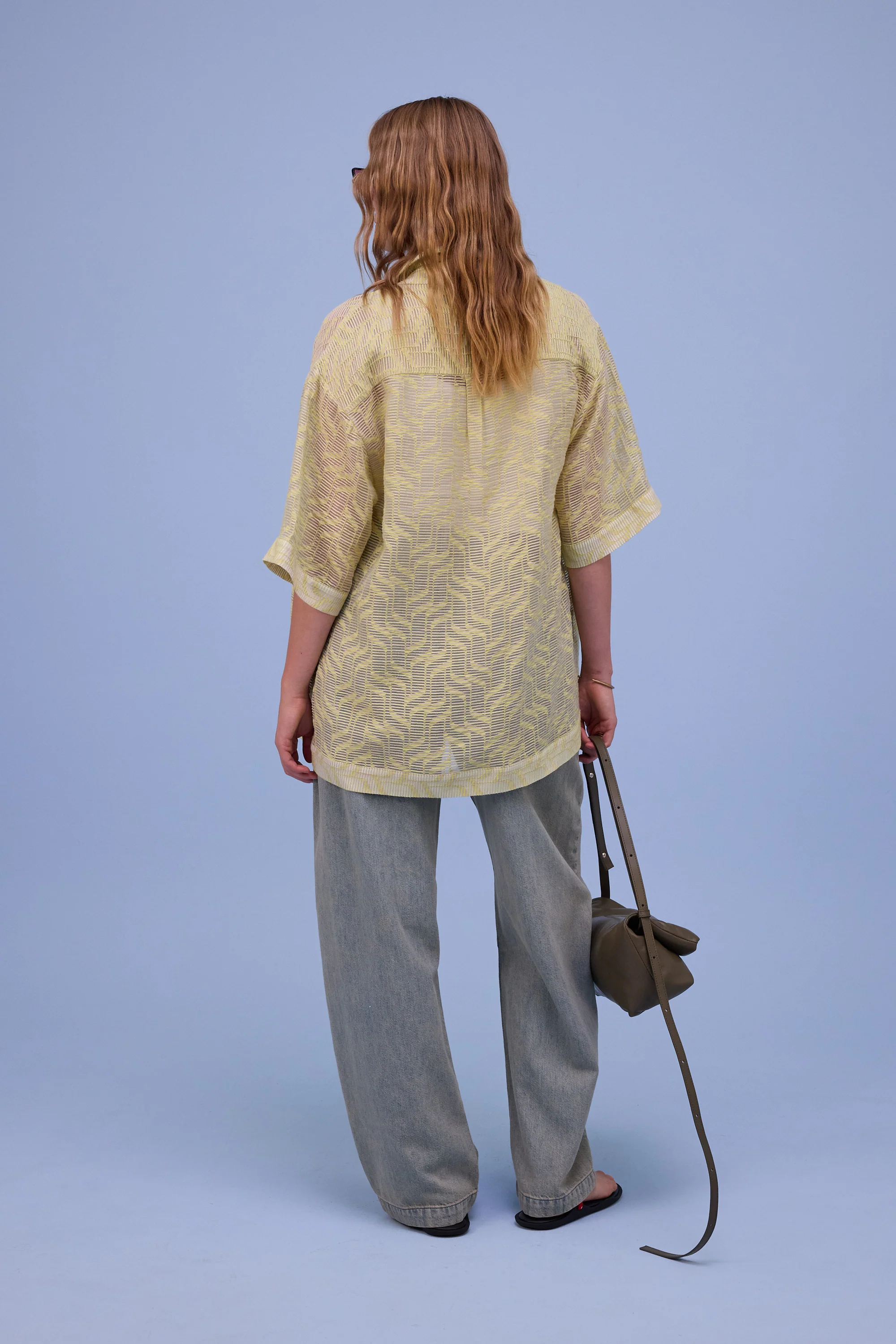 Hensley hemd in transparant stripes lime - Image 5
