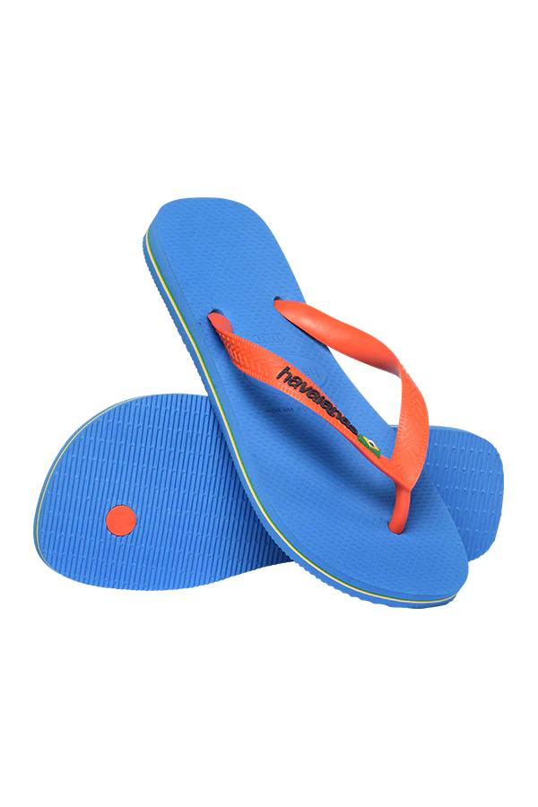 Havaianas | Brasil logo flip flop in blue/orange - Image 4