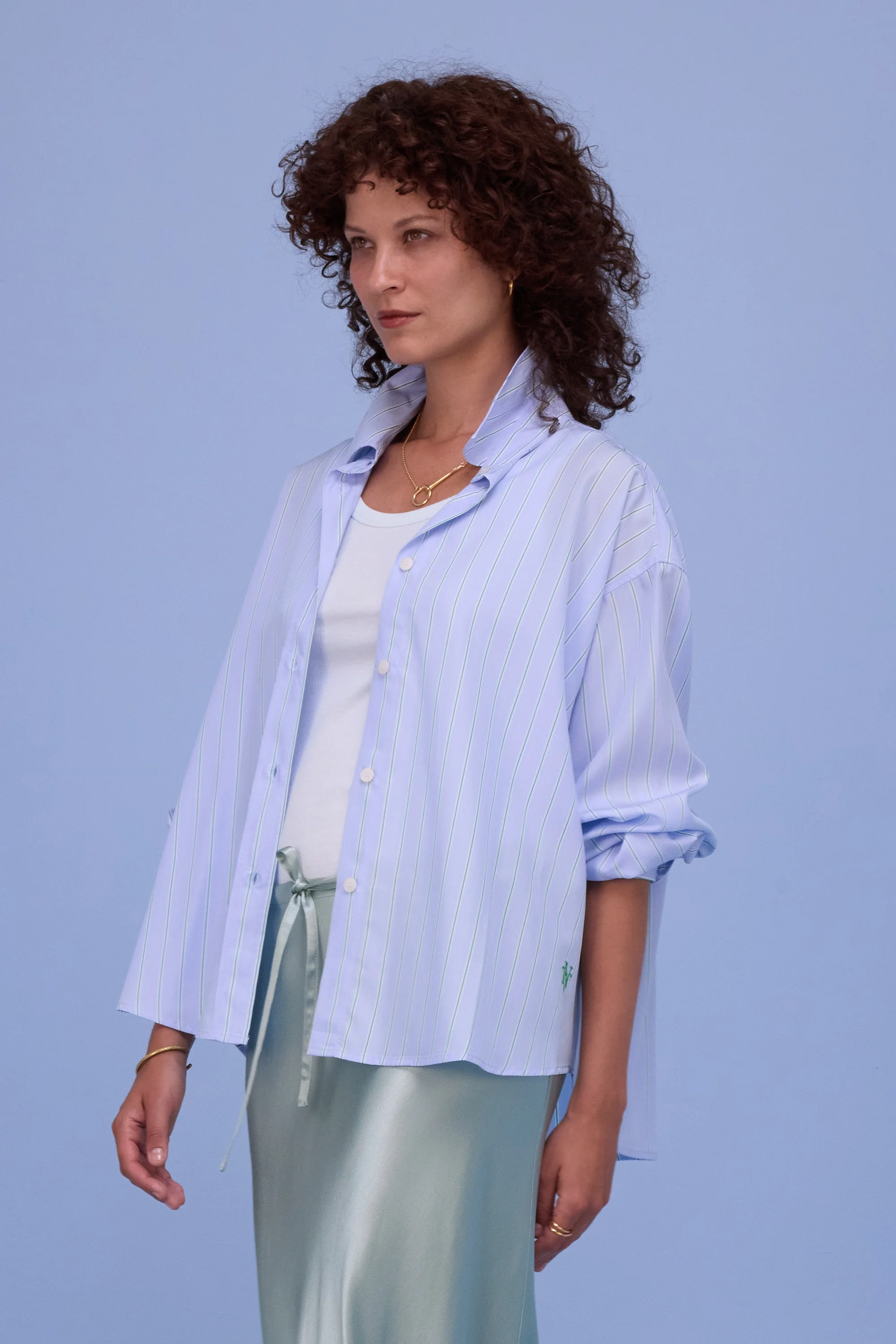 Hermine hemd in blue green stripes