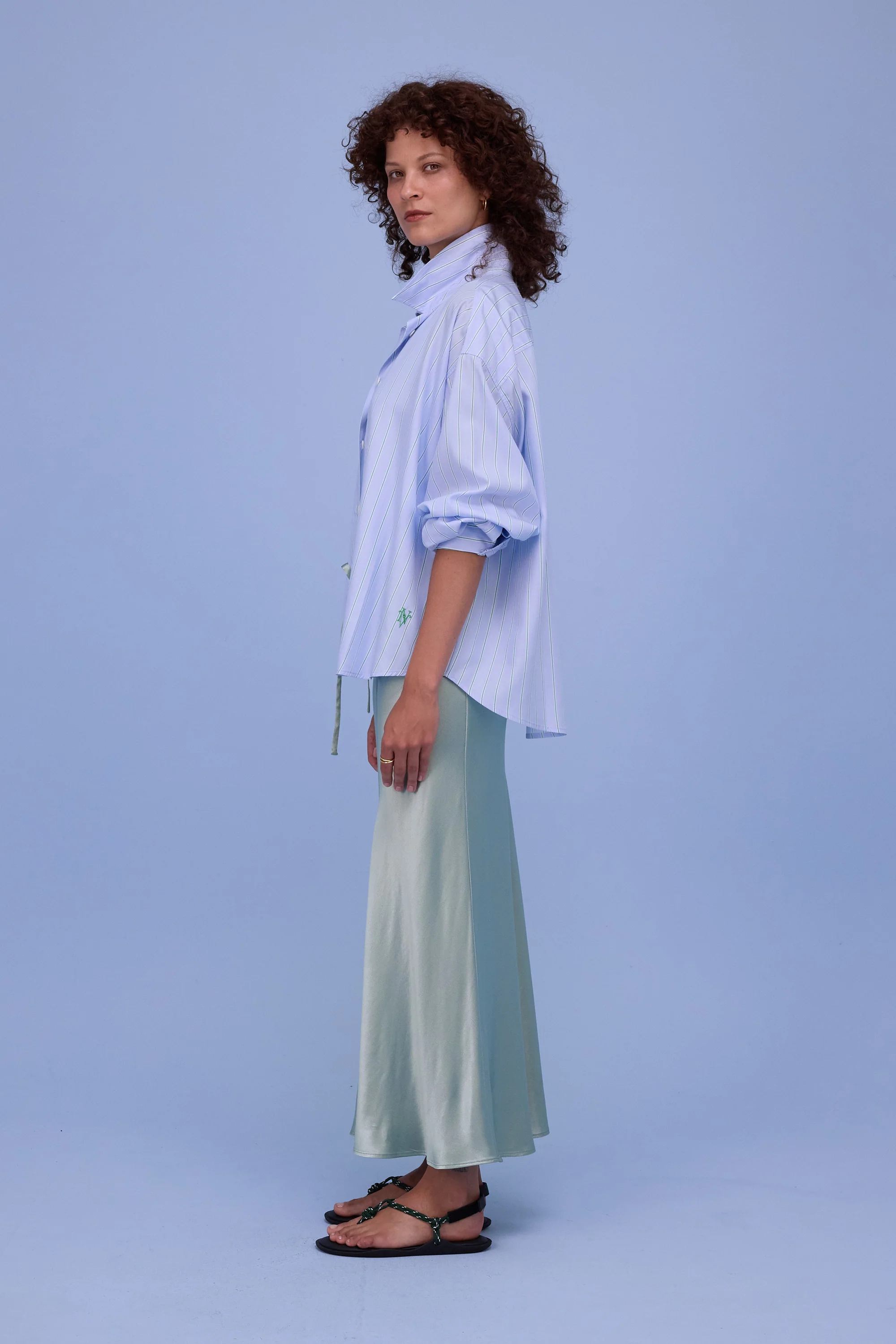 Hermine hemd in blue green stripes - Image 2