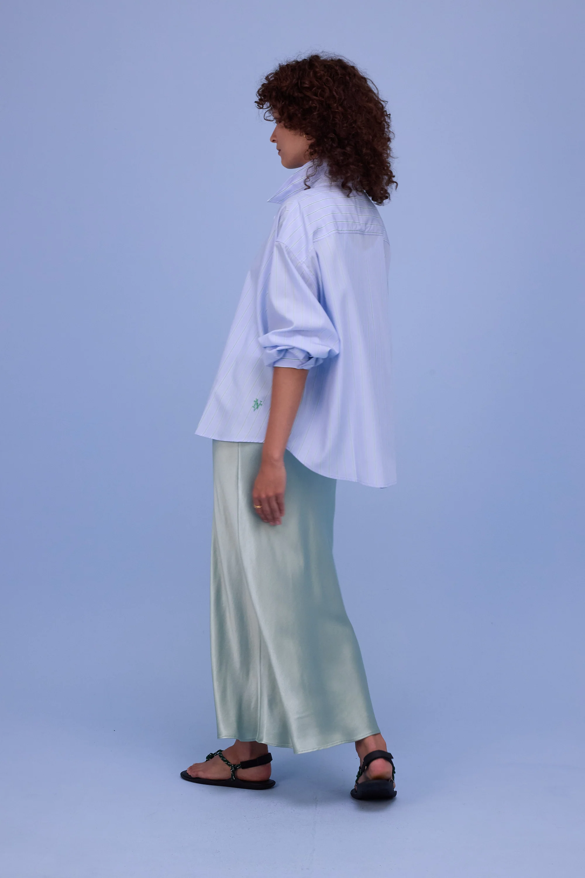 Hermine hemd in blue green stripes - Image 3