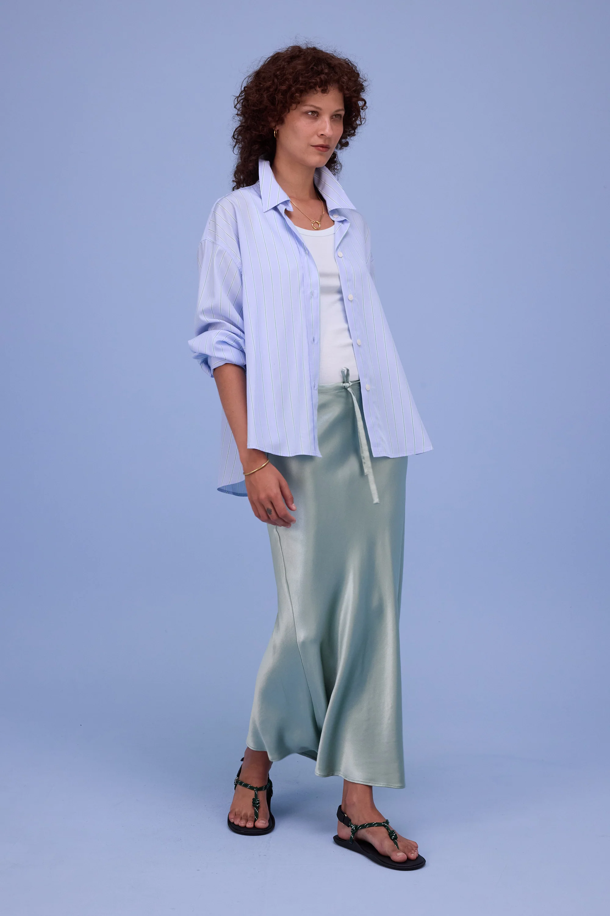 Hermine hemd in blue green stripes - Image 4
