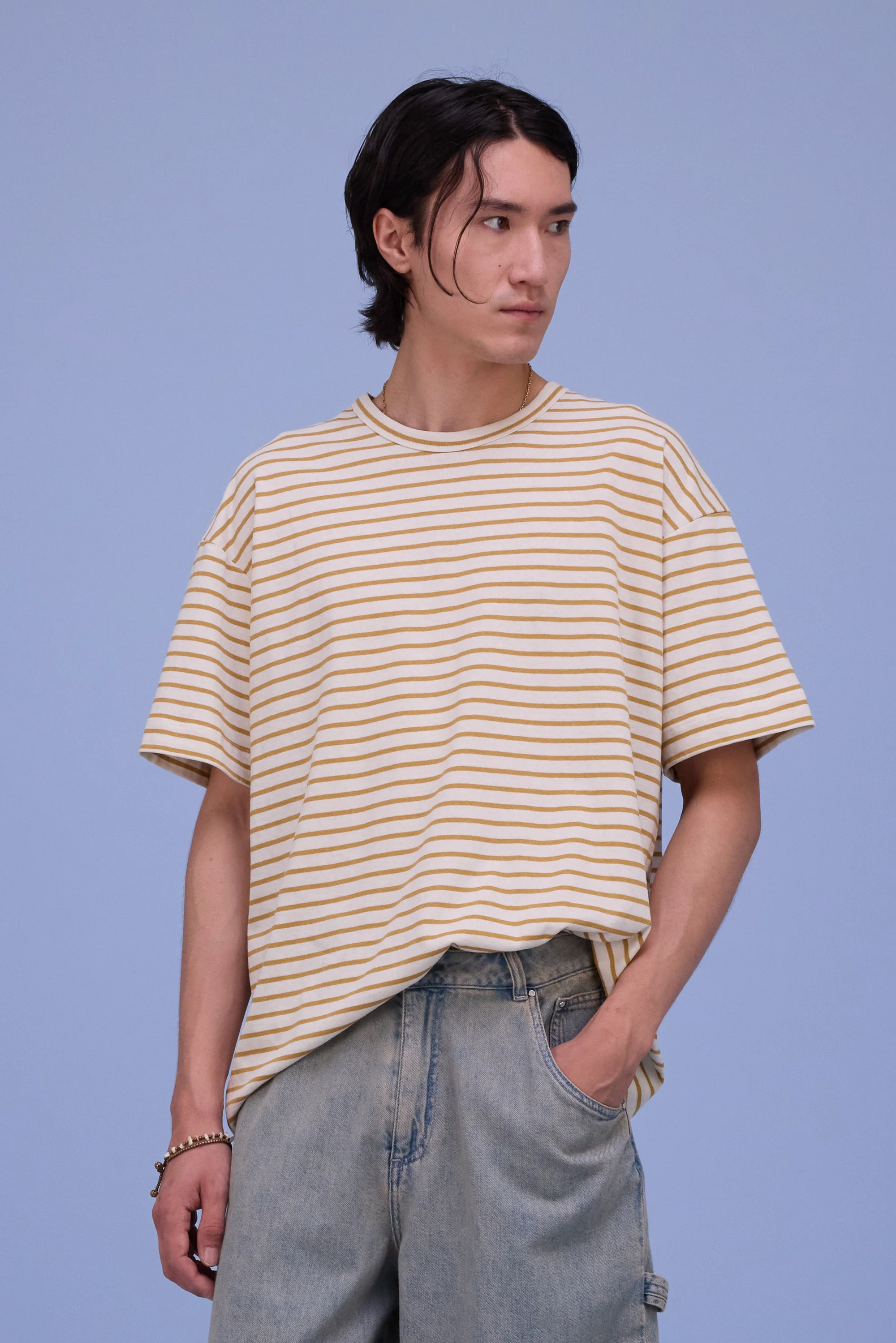 Harrison T-shirt in mustard breton stripes - Image 2
