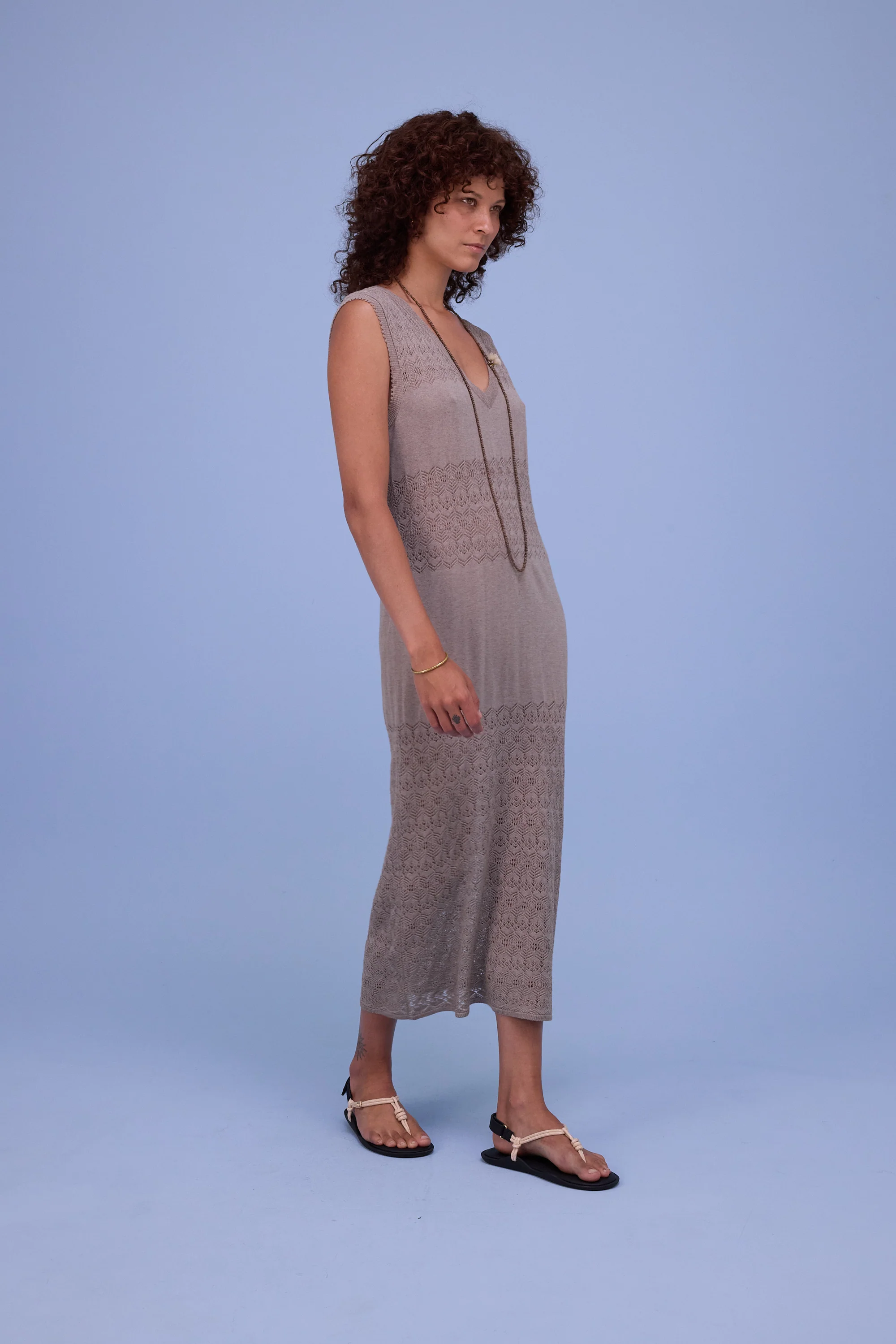 Houston gebreide jurk in warm grey - Image 5
