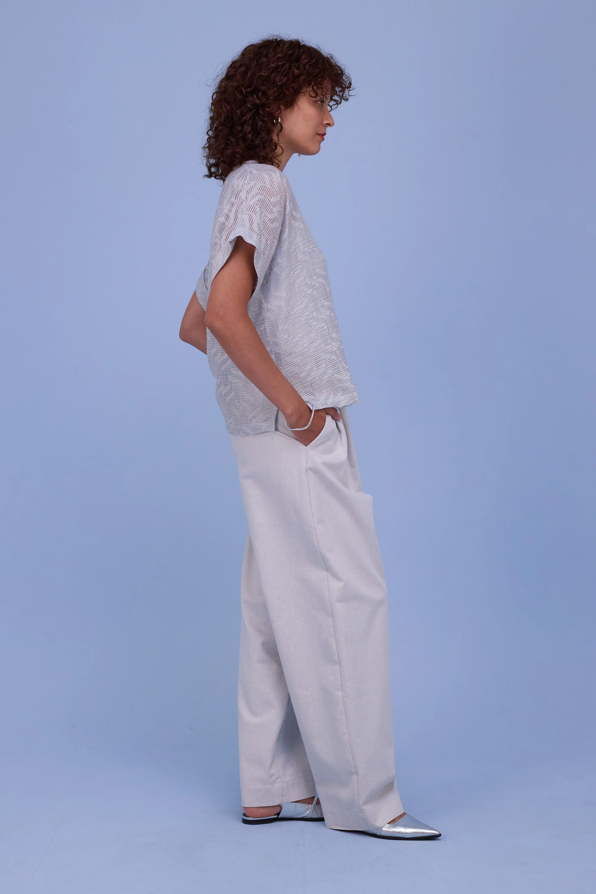 Faro blouse in transparent sky blue stripes - Image 5
