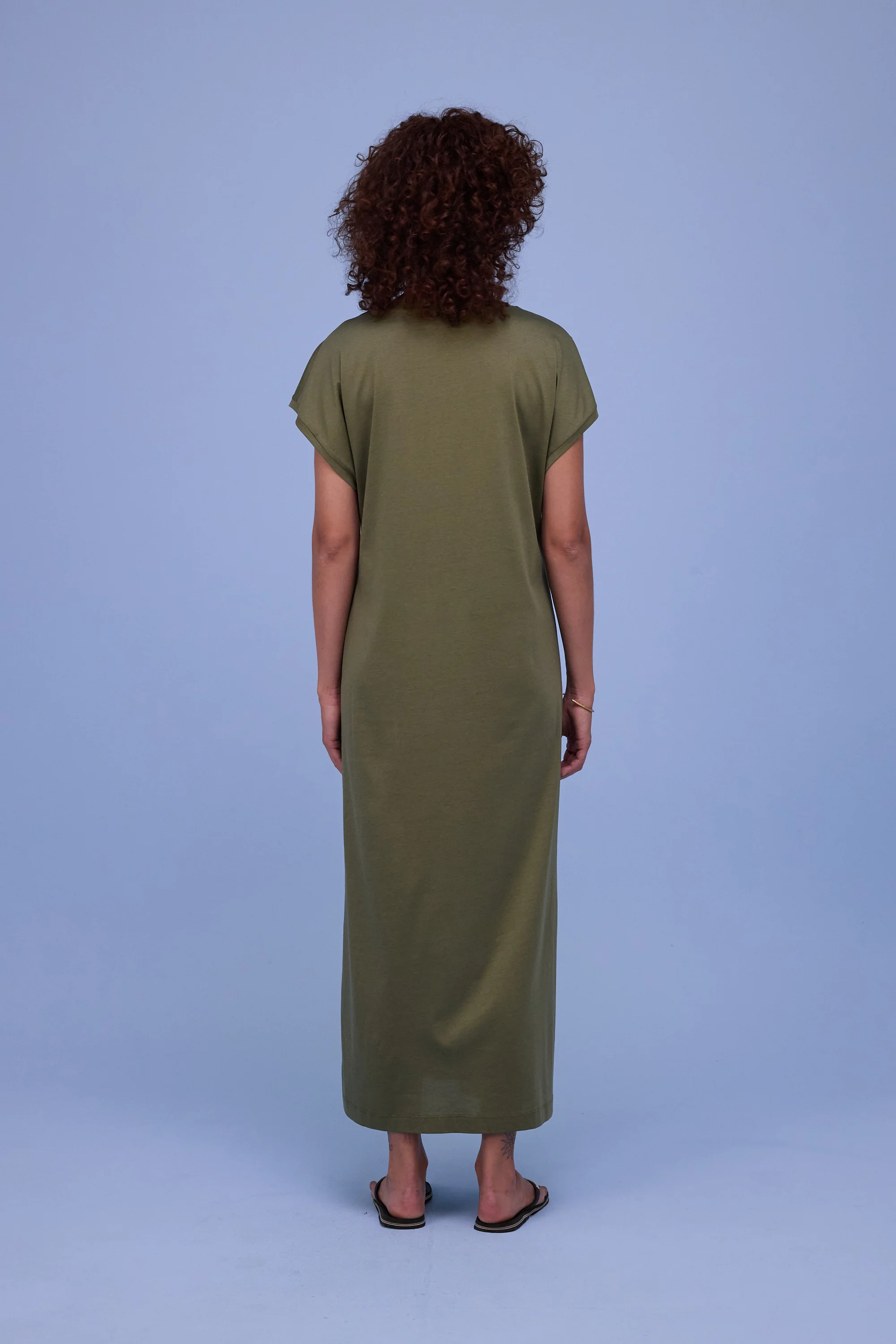 Denise jurk in dark olive - Image 3