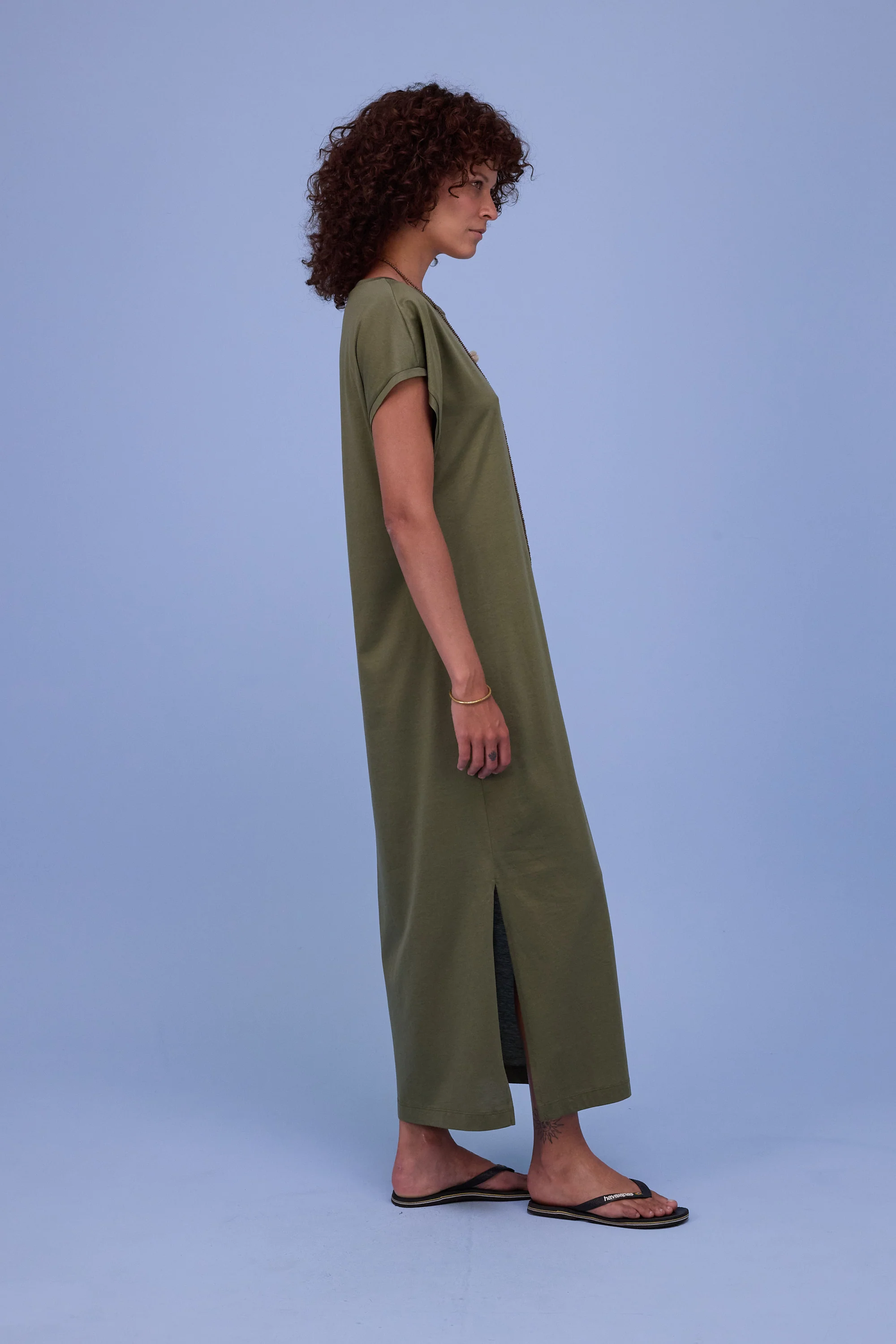 Denise jurk in dark olive - Image 4