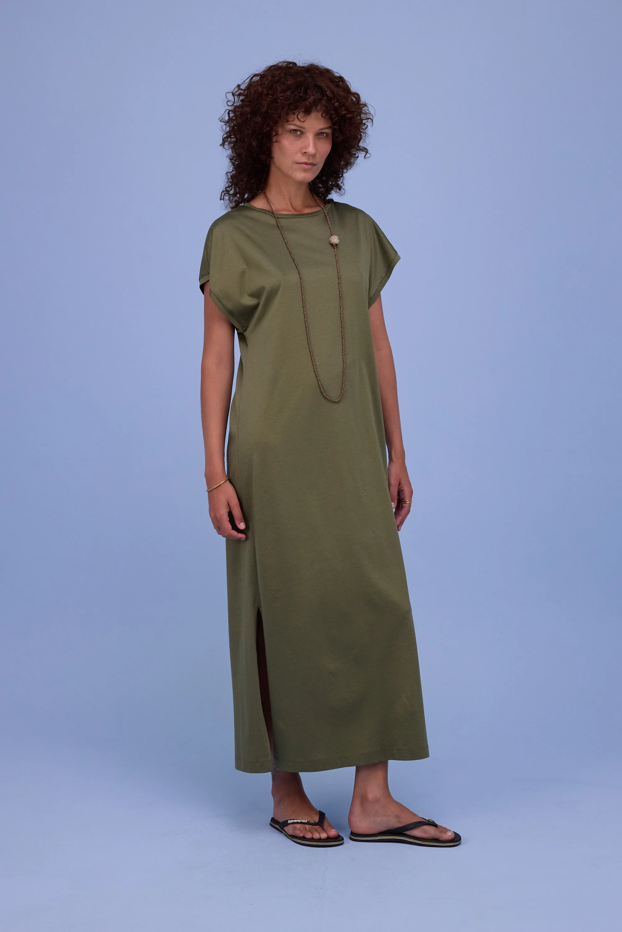 Denise jurk in dark olive - Image 5