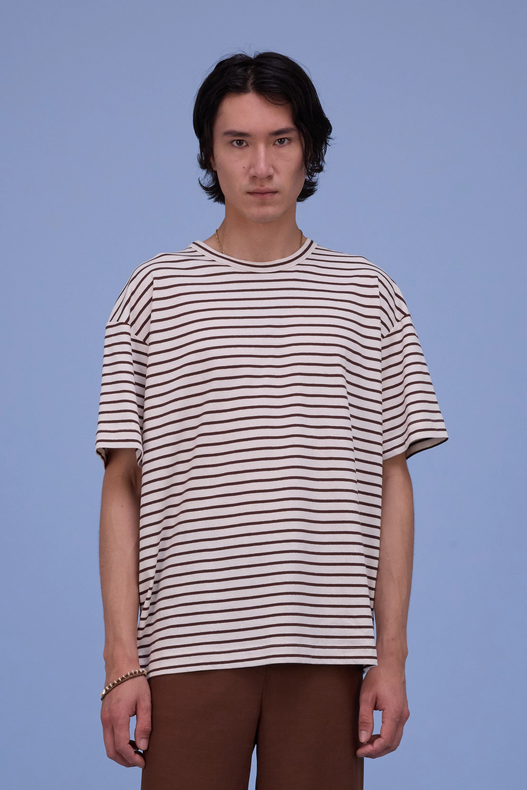 Harrison t-shirt in brown breton stripes - Image 2