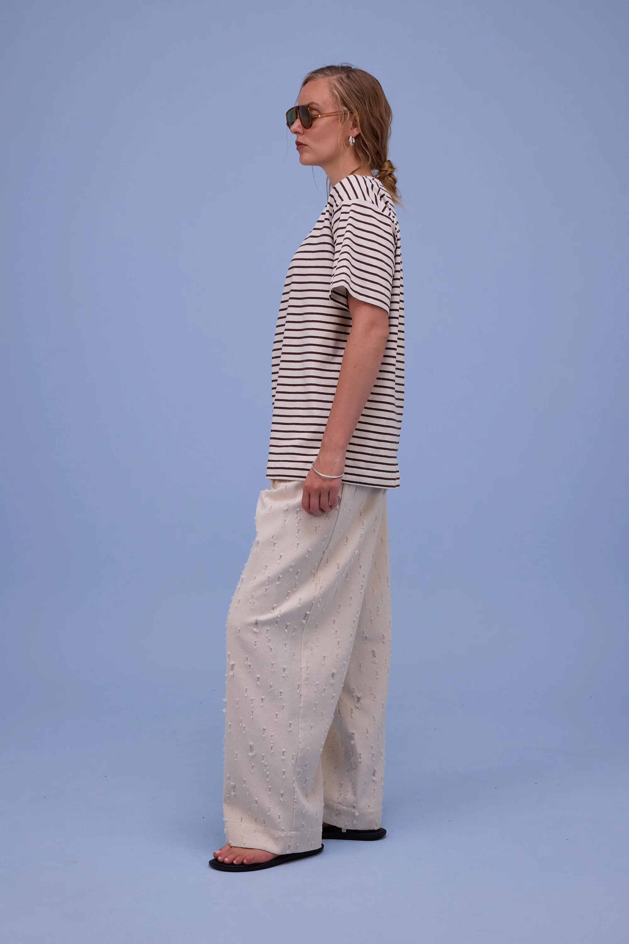 Harrison t-shirt in brown breton stripes - Image 3