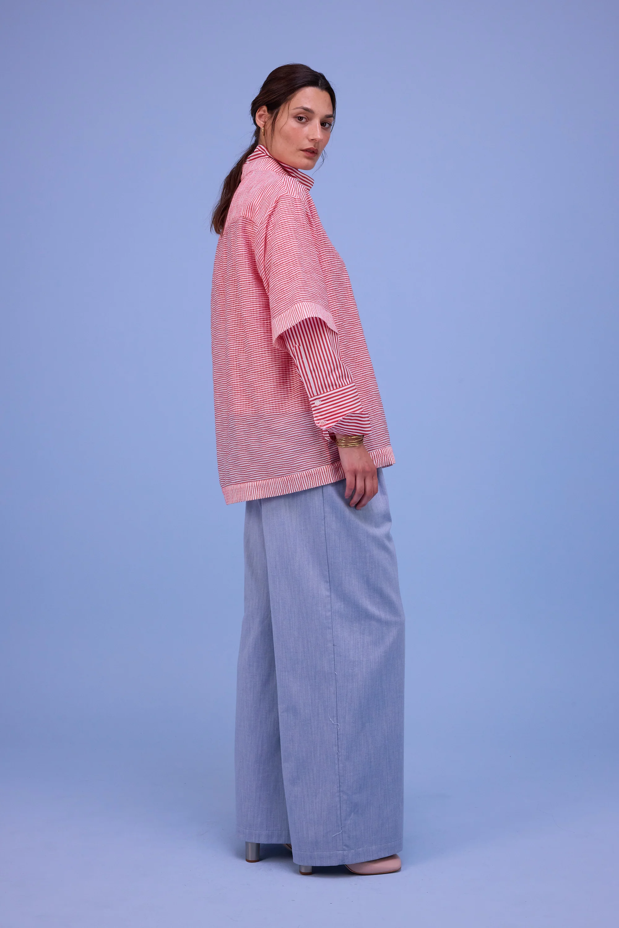 Hensley hemd in red transparant stripes - Image 5