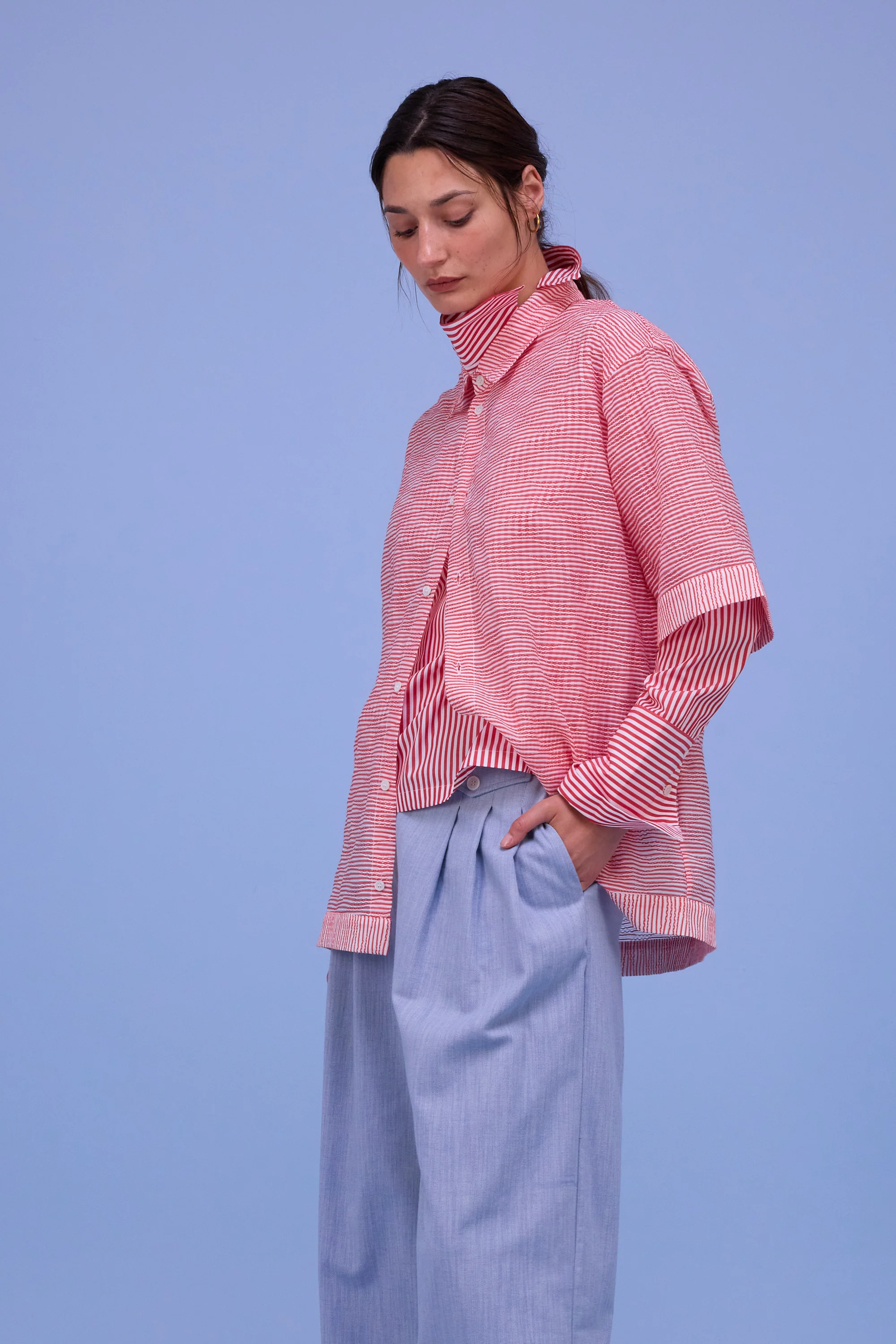 Hensley hemd in red transparant stripes - Image 7