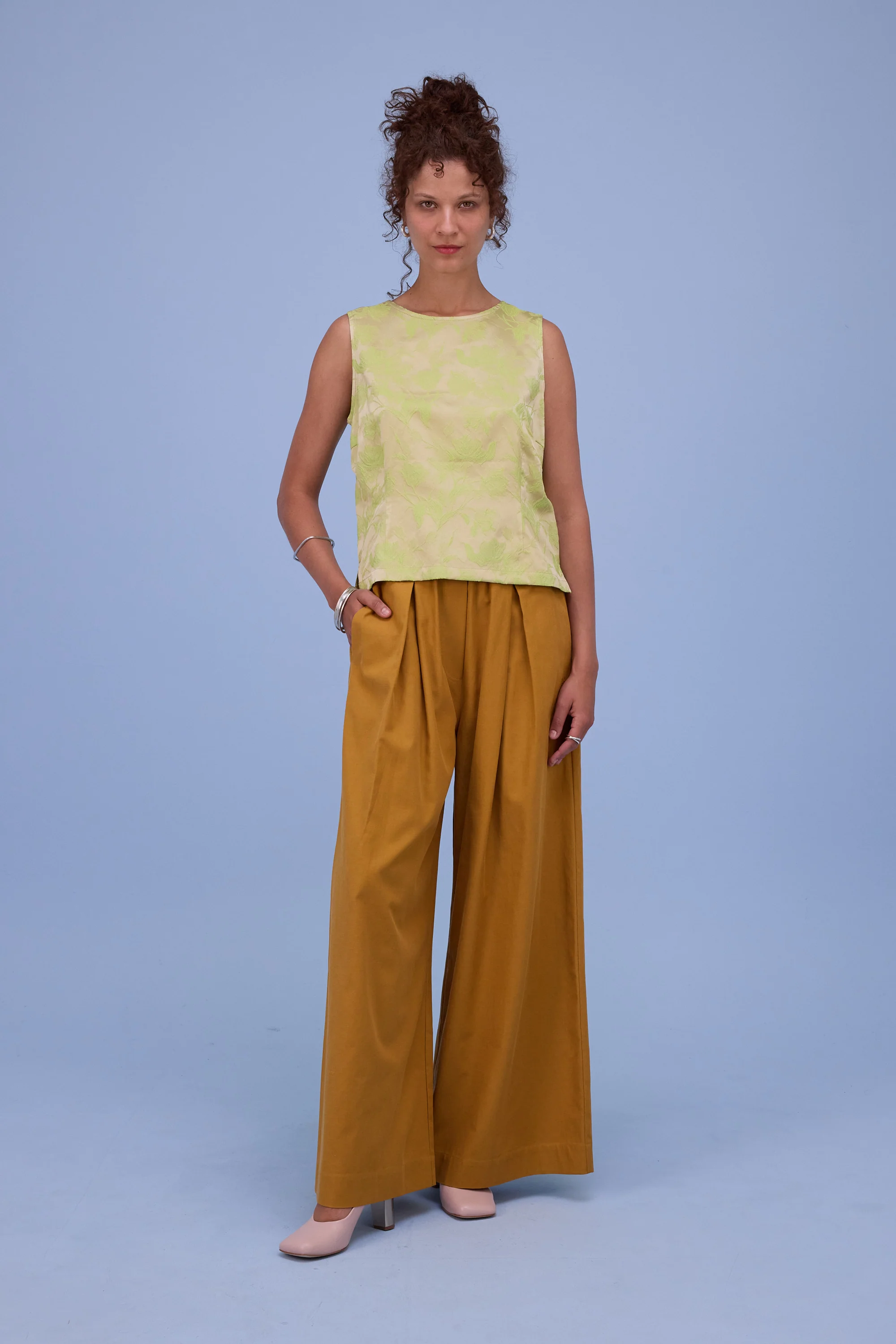 Danielle top in lime glow jacquard - Image 2