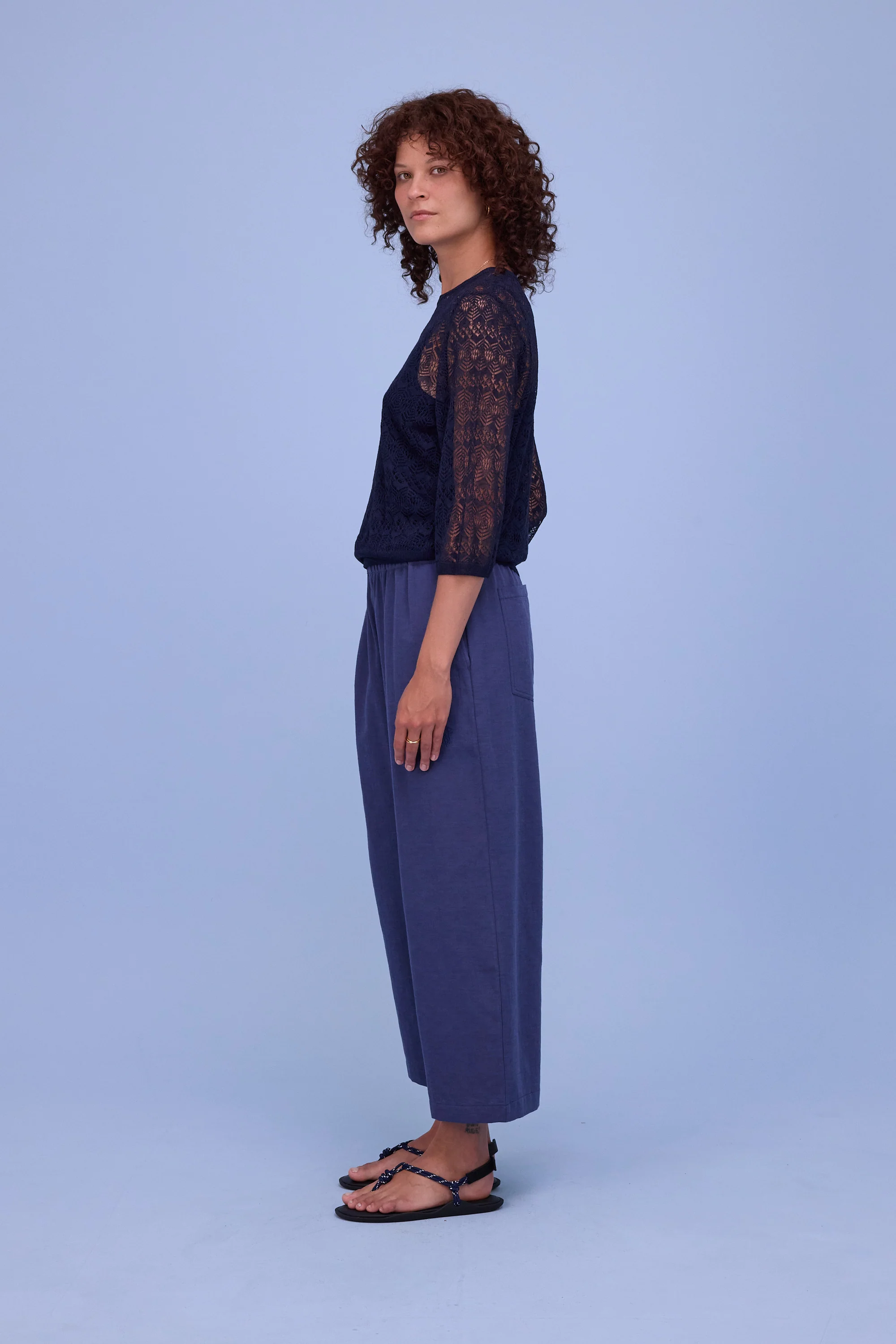 Hekinan kanten trui in dark navy - Image 3