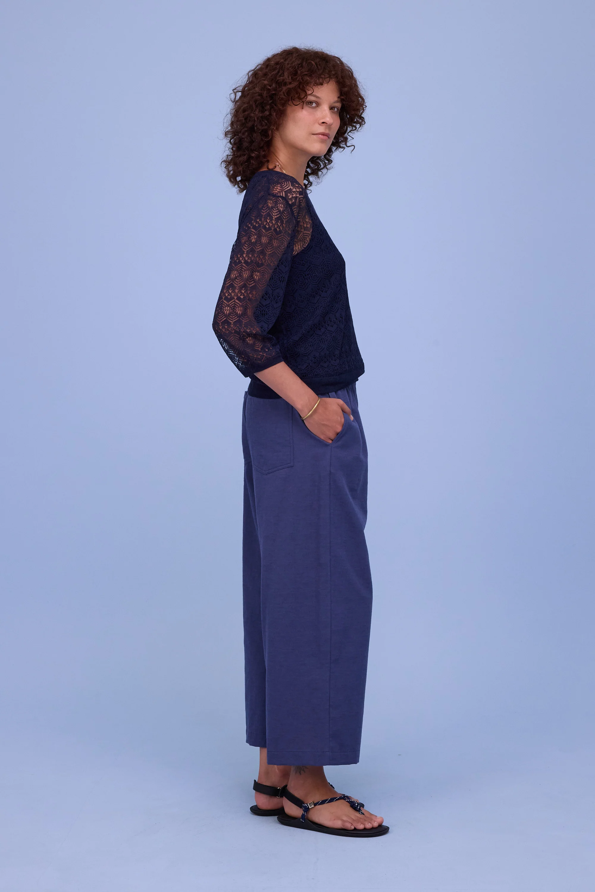 Hekinan kanten trui in dark navy - Image 4