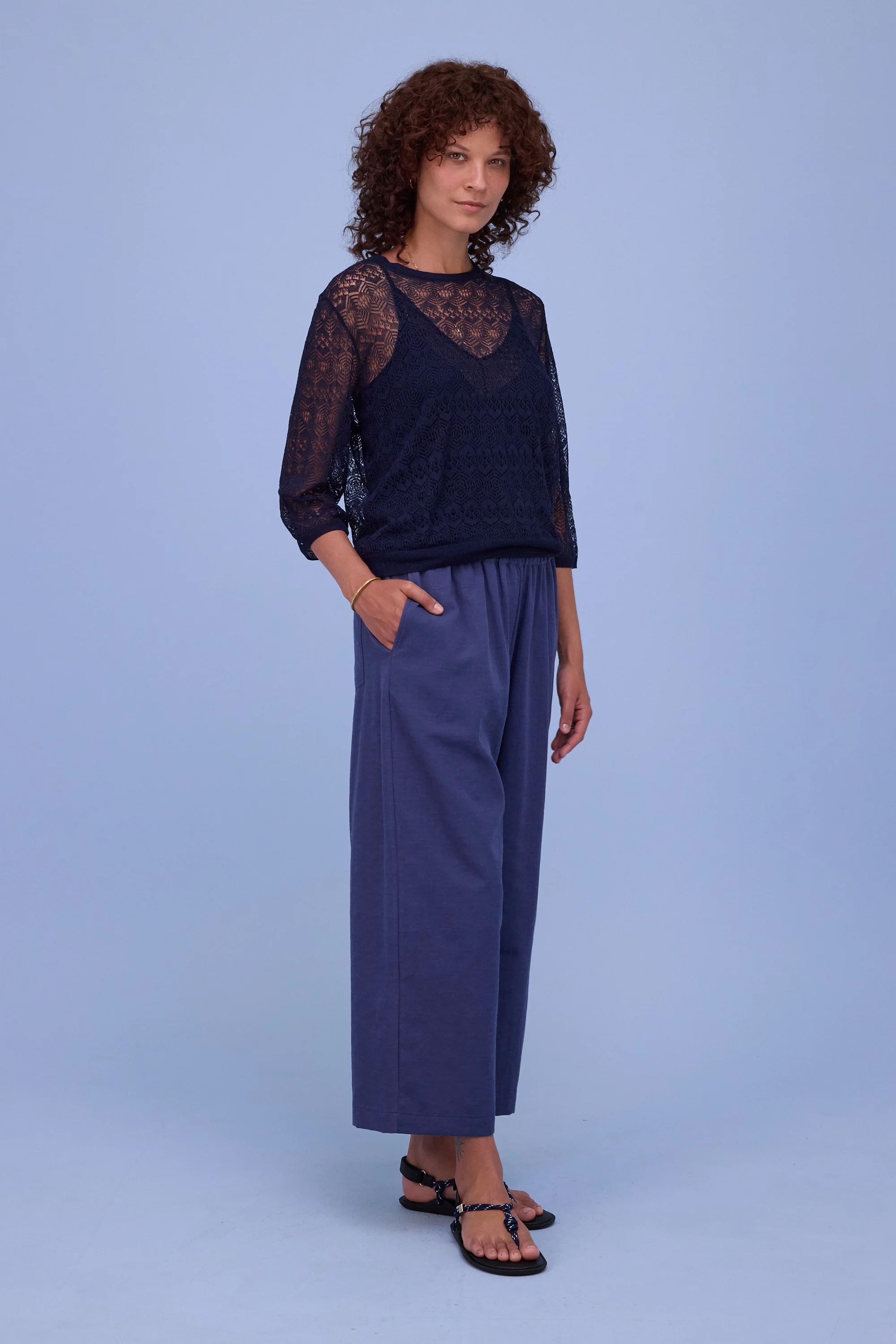 Hekinan kanten trui in dark navy - Image 5