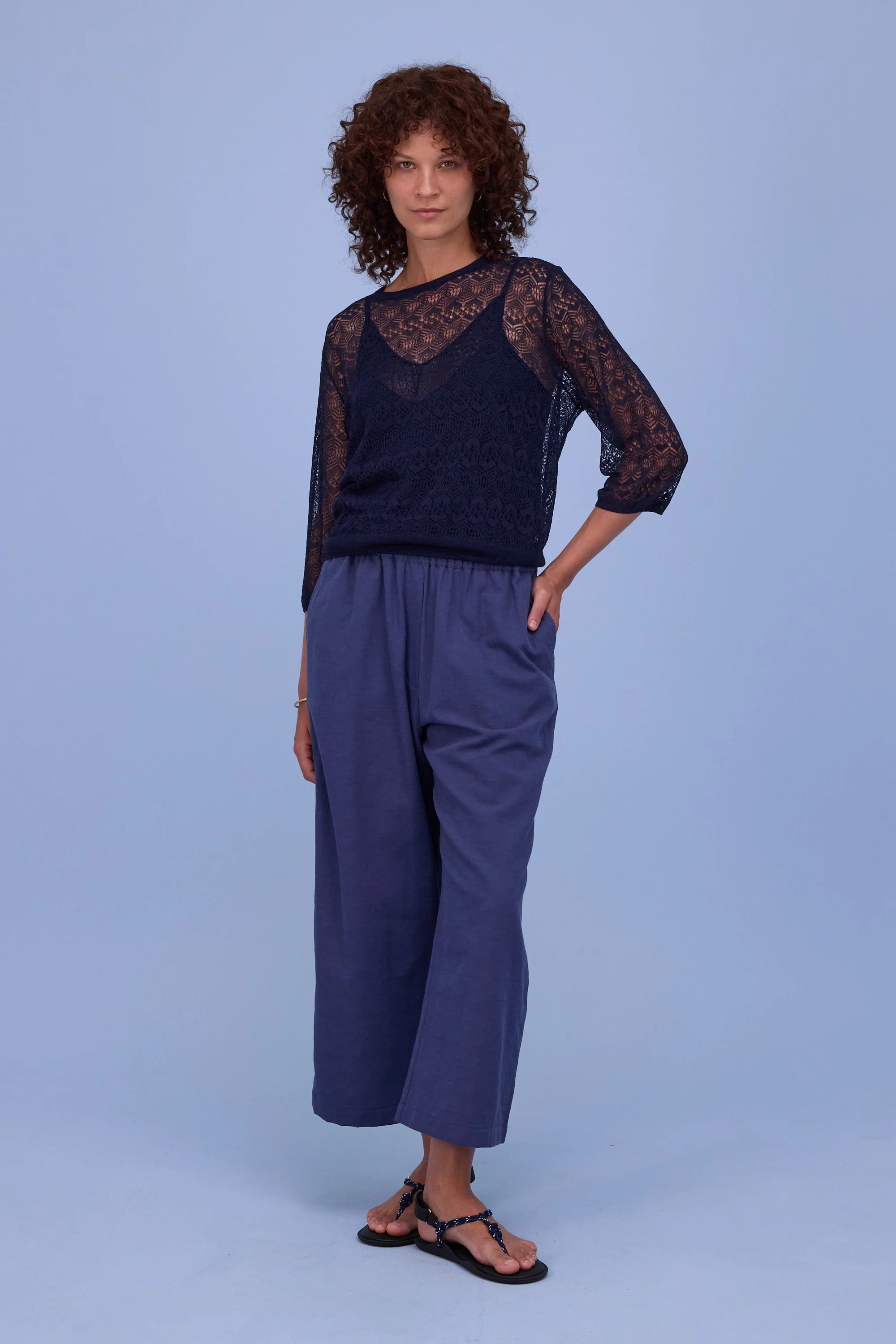 Hekinan kanten trui in dark navy - Image 6