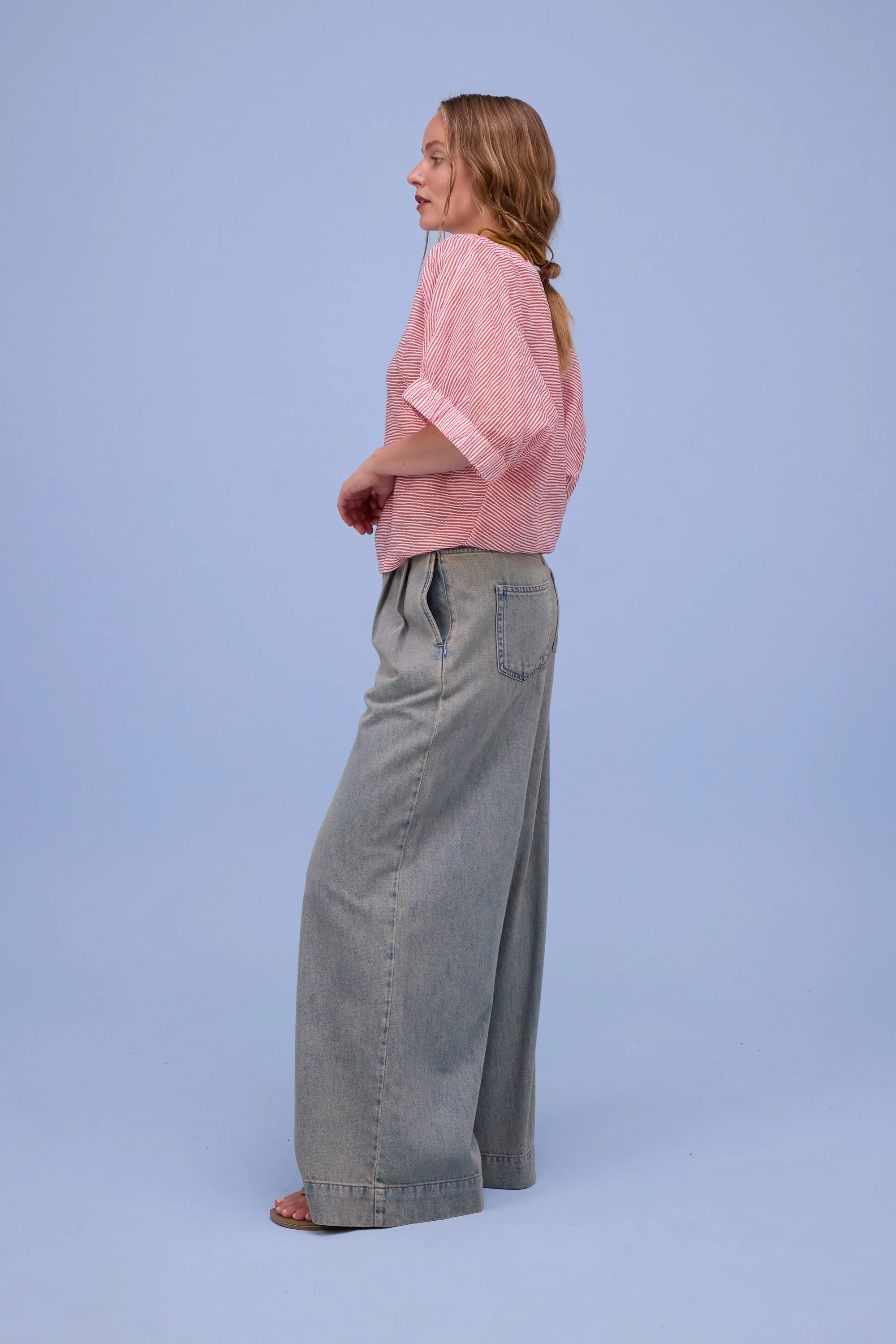 Geraldine blouse in transparent red stripes - Image 2