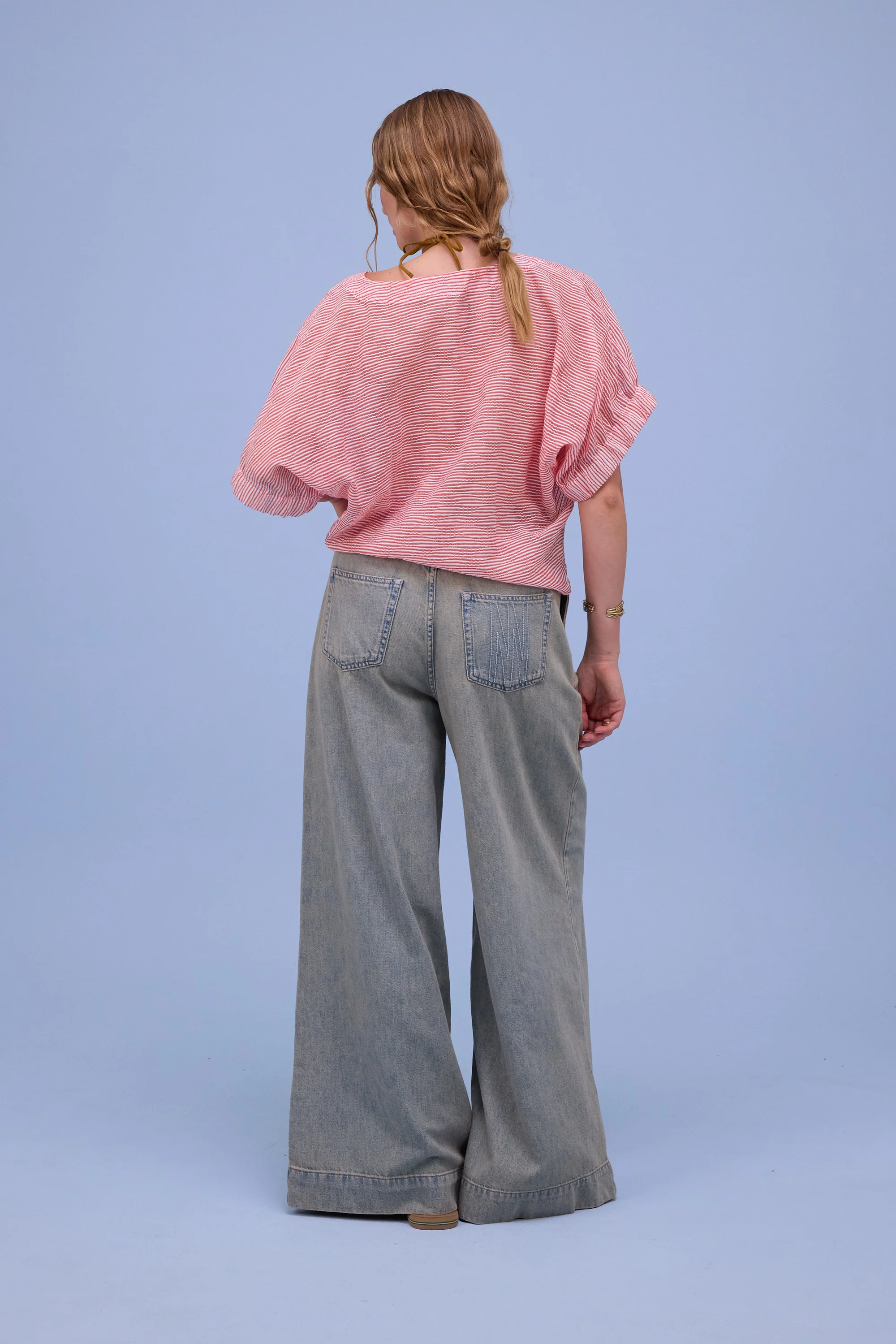 Geraldine blouse in transparent red stripes - Image 3