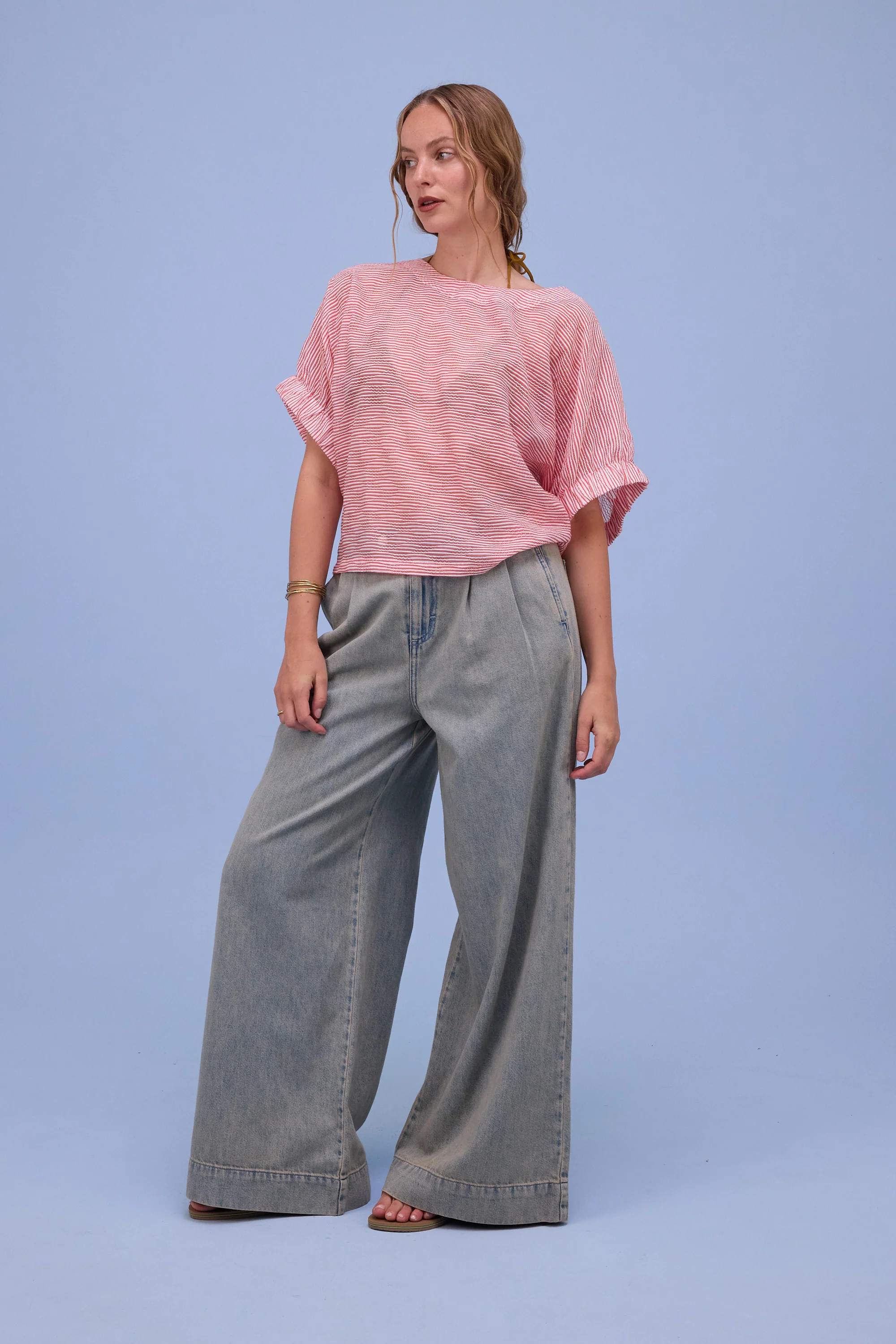 Geraldine blouse in transparent red stripes - Image 5